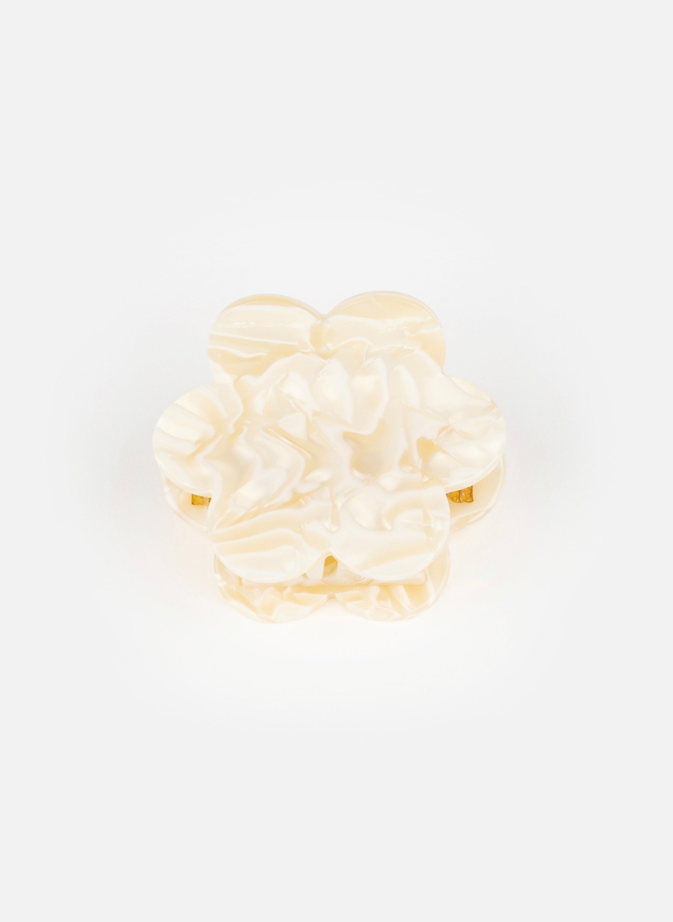 Pince à cheveux fleurette en acétate de cellulose KURAGE GINZA Beige