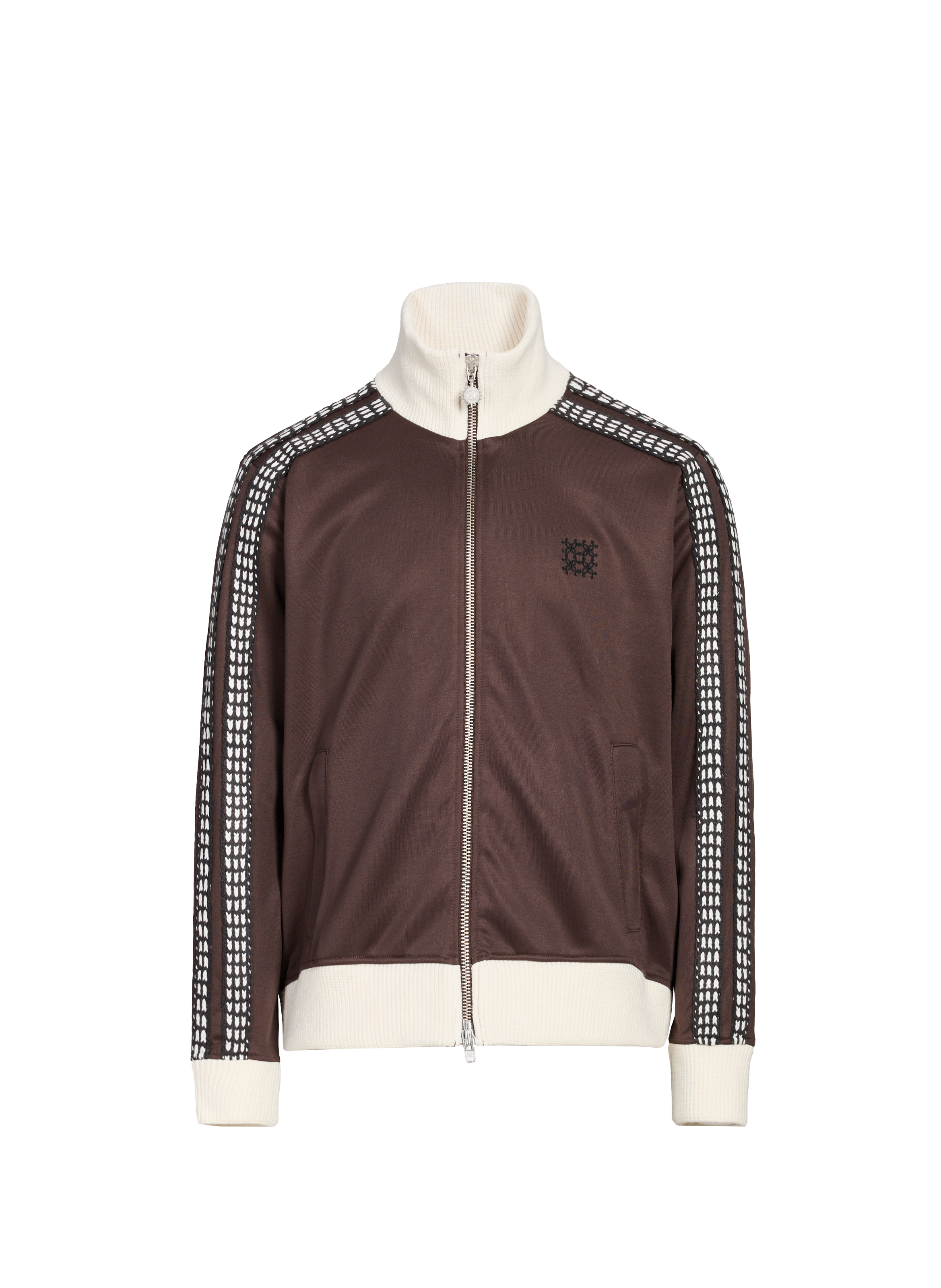 CALEB Gilet bi-matière en coton et laine Marron