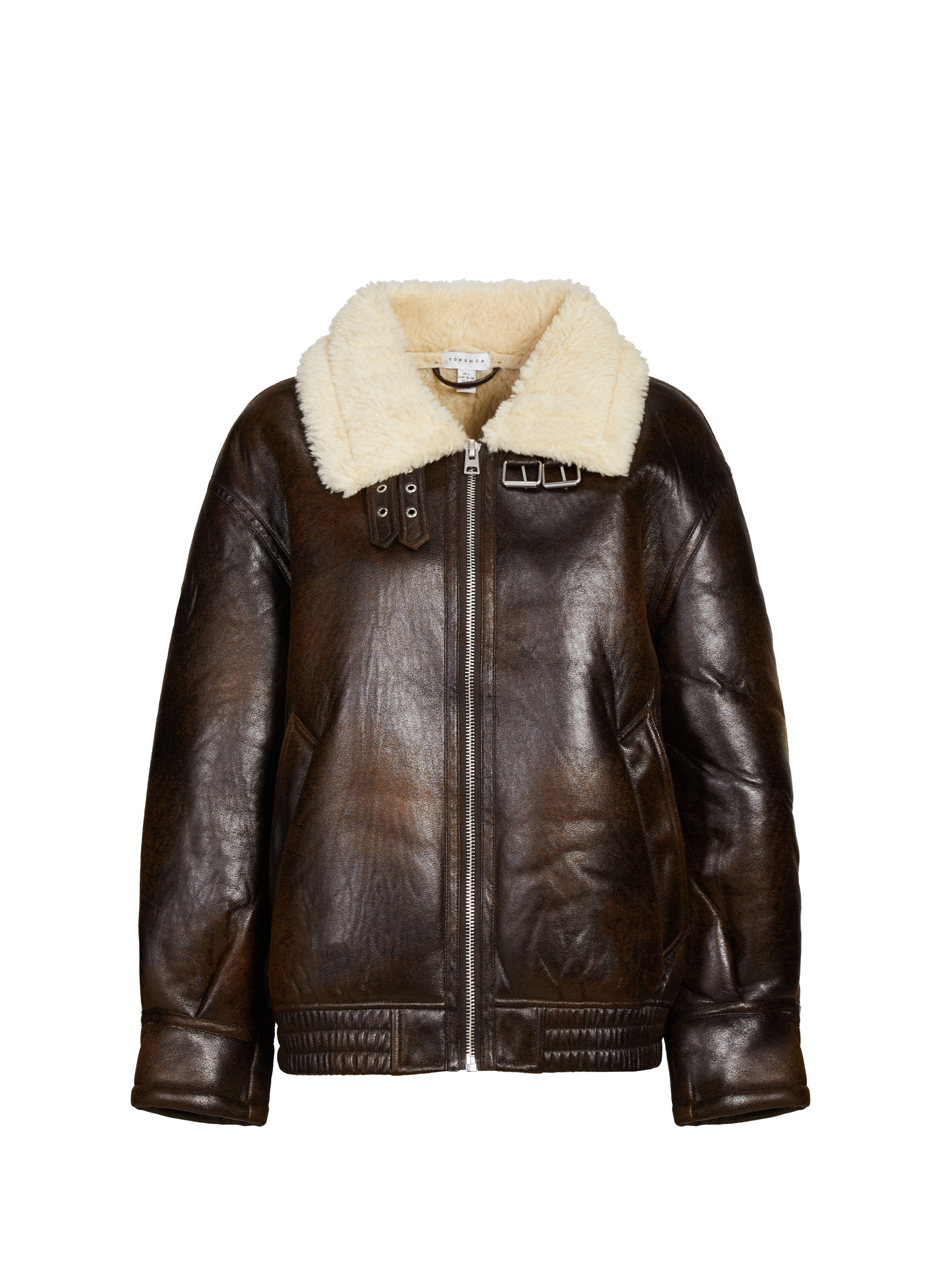 TOPSHOP Textured bomber Brown