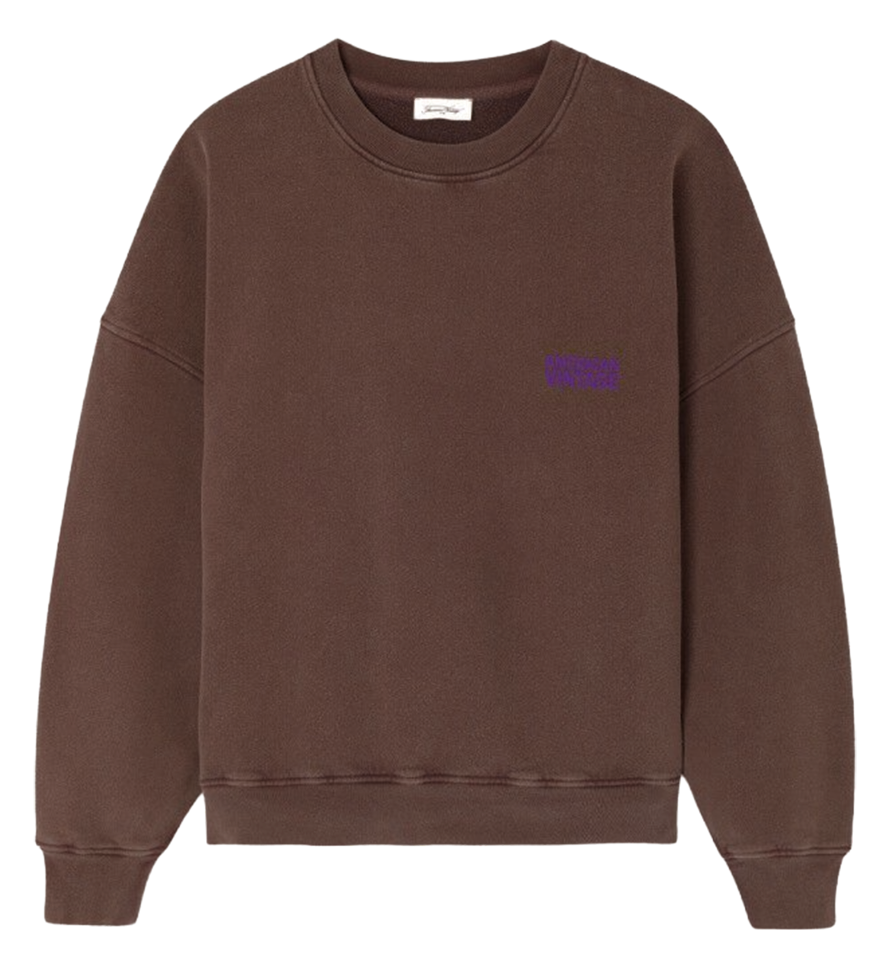Sweat ample col rond sérigraphié en coton plizzy AMERICAN VINTAGE Marron