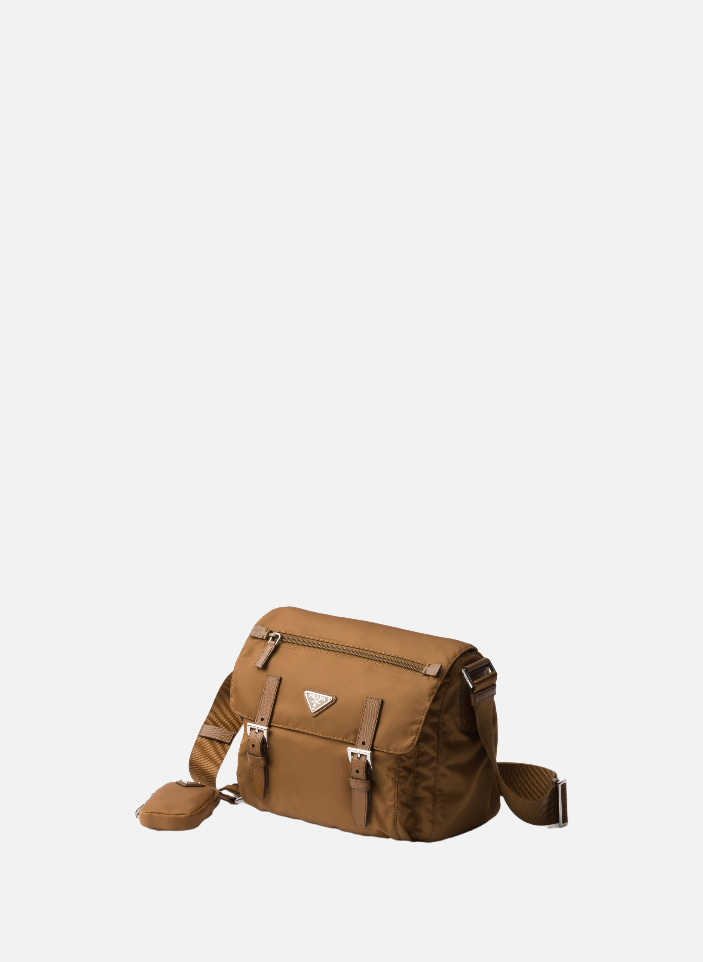 Sac porté épaule en re-nylon PRADA Marron