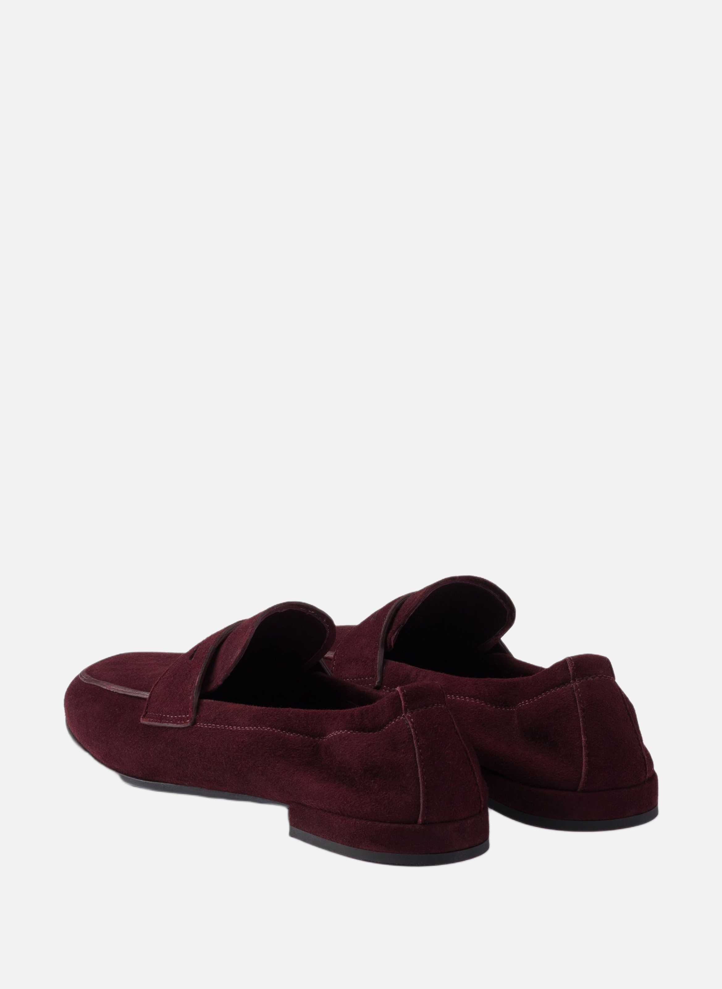 Mocassins shuffle en veau velours effet vieilli PRADA Rouge