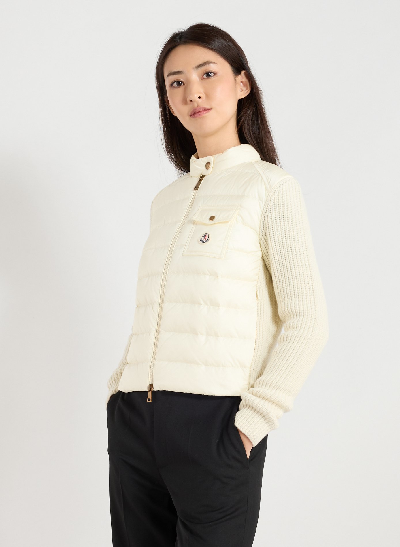 MONCLER Cardigan matellassé zippé  Blanc