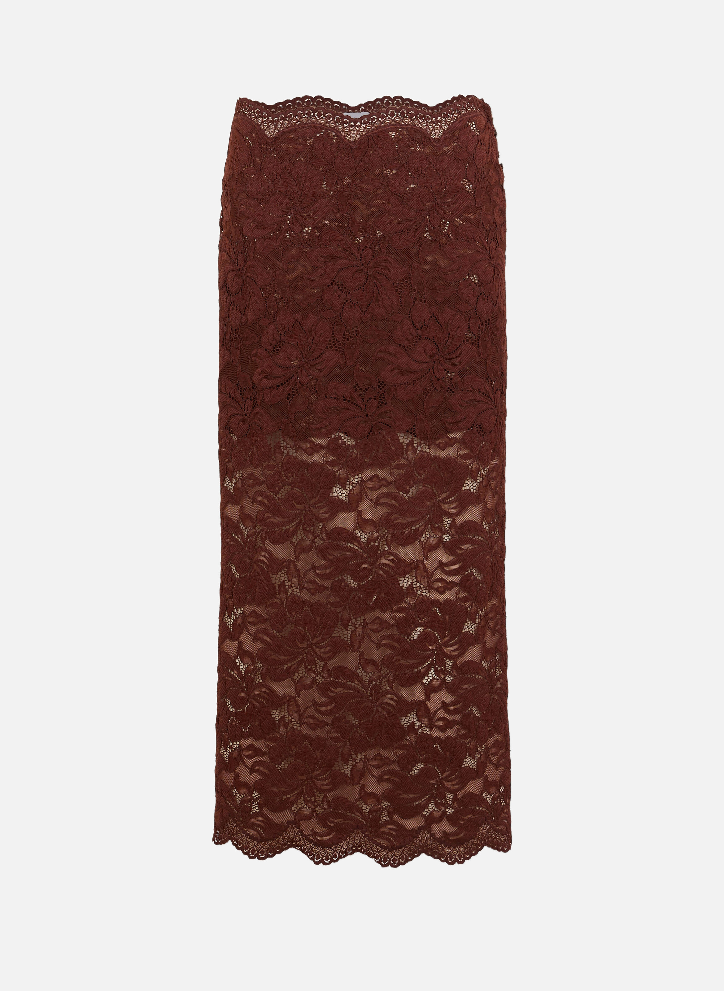 Jupe en dentelle RABANNE Marron