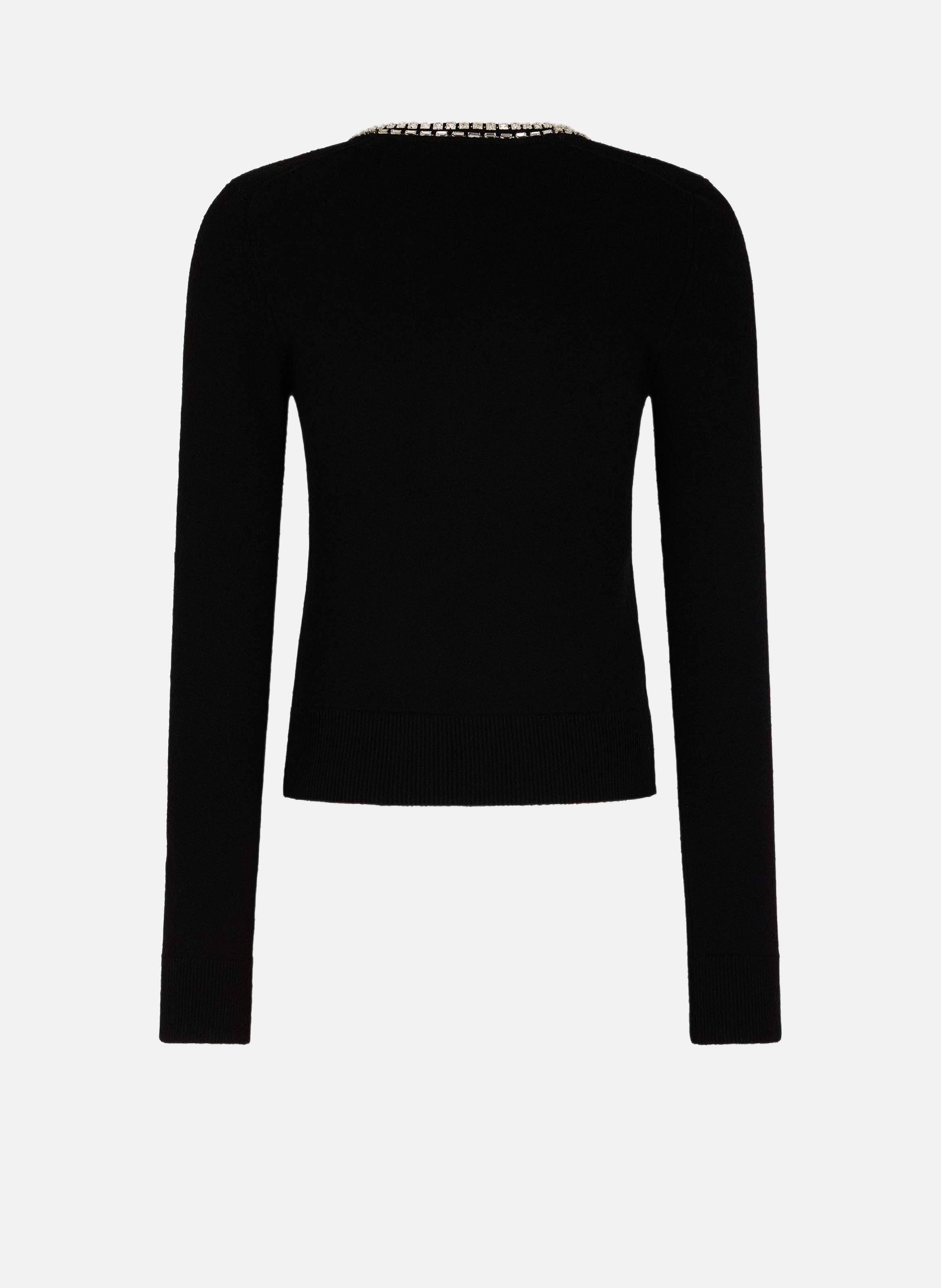 Cardigan en maille brodée RABANNE Noir