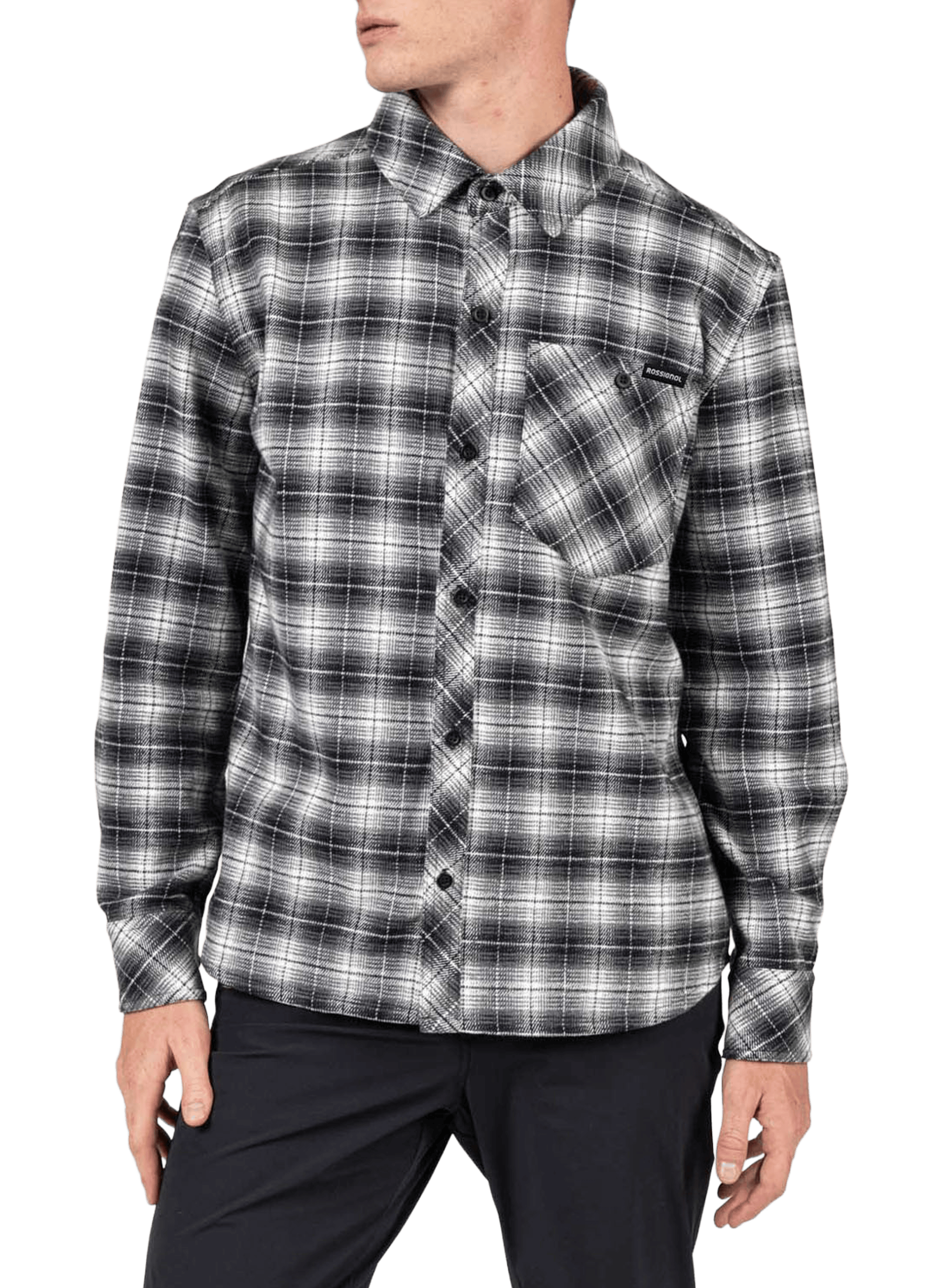 Chemise col classique à carreaux en coton ROSSIGNOL Noir