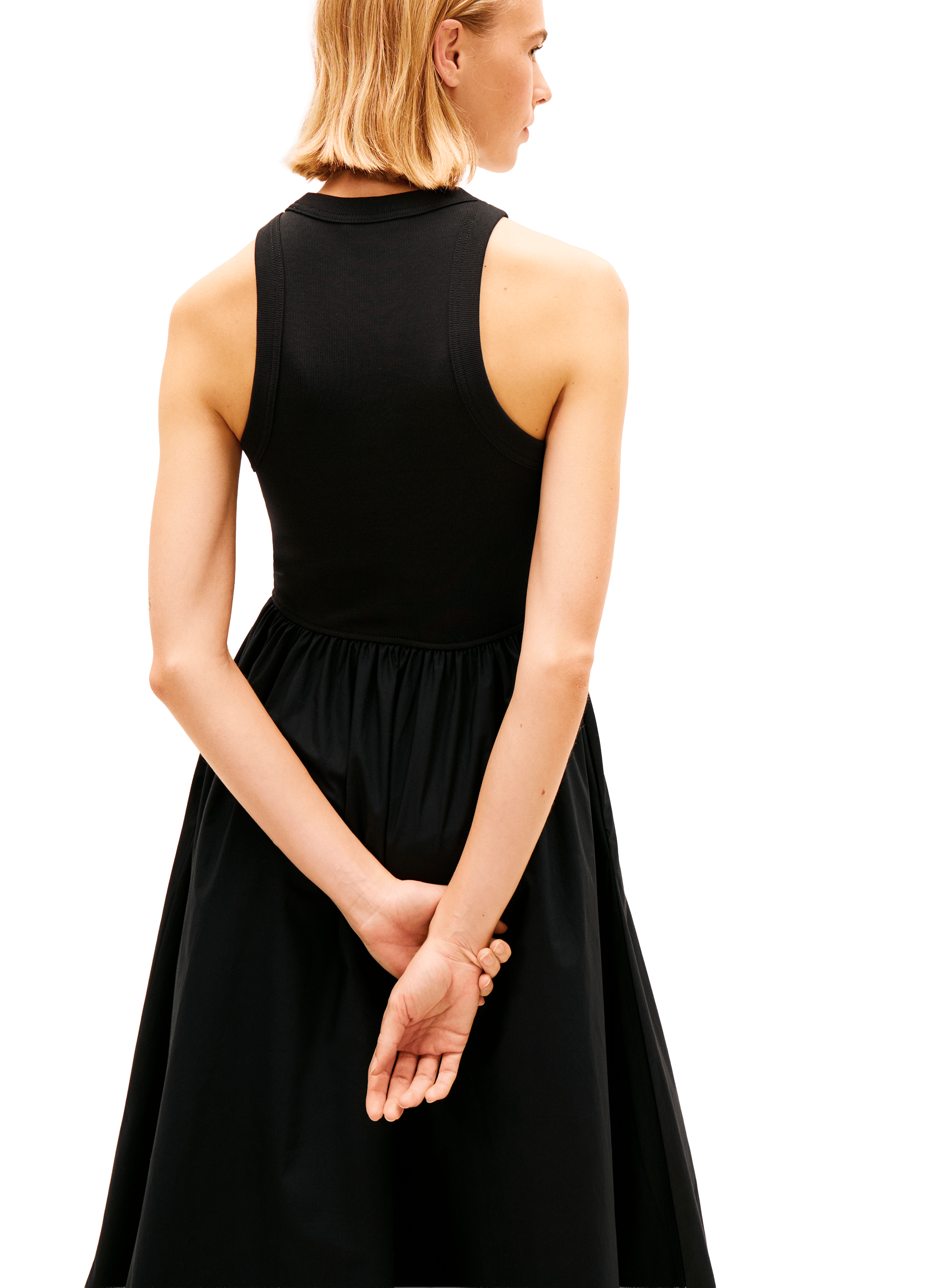 Langes ärmelloses Slim-Popeline-Kleid aus Baumwolle TOMMY HILFIGER Schwarz