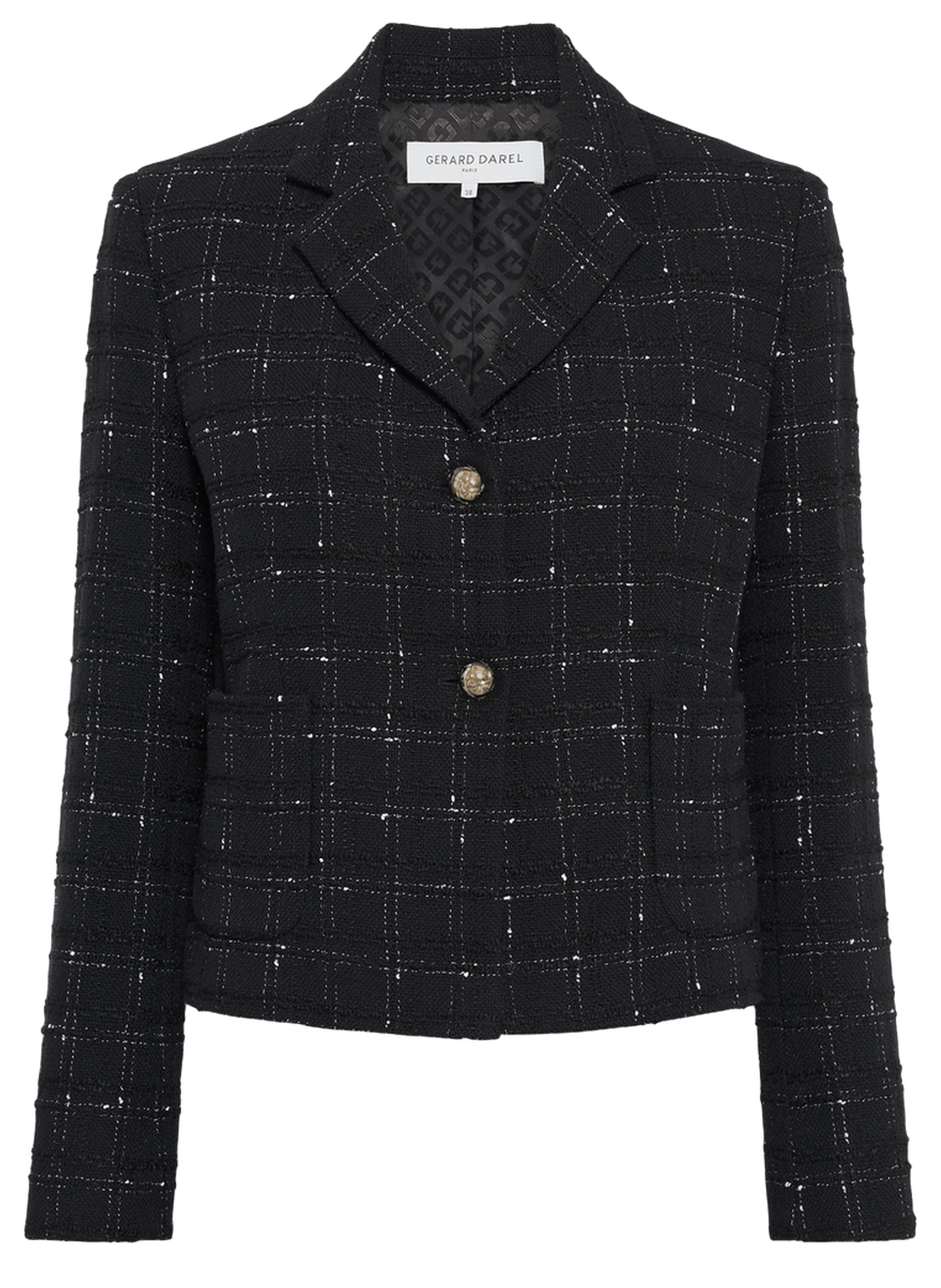 Veste de tailleur en tweed  à carreaux - tiana GERARD DAREL Noir
