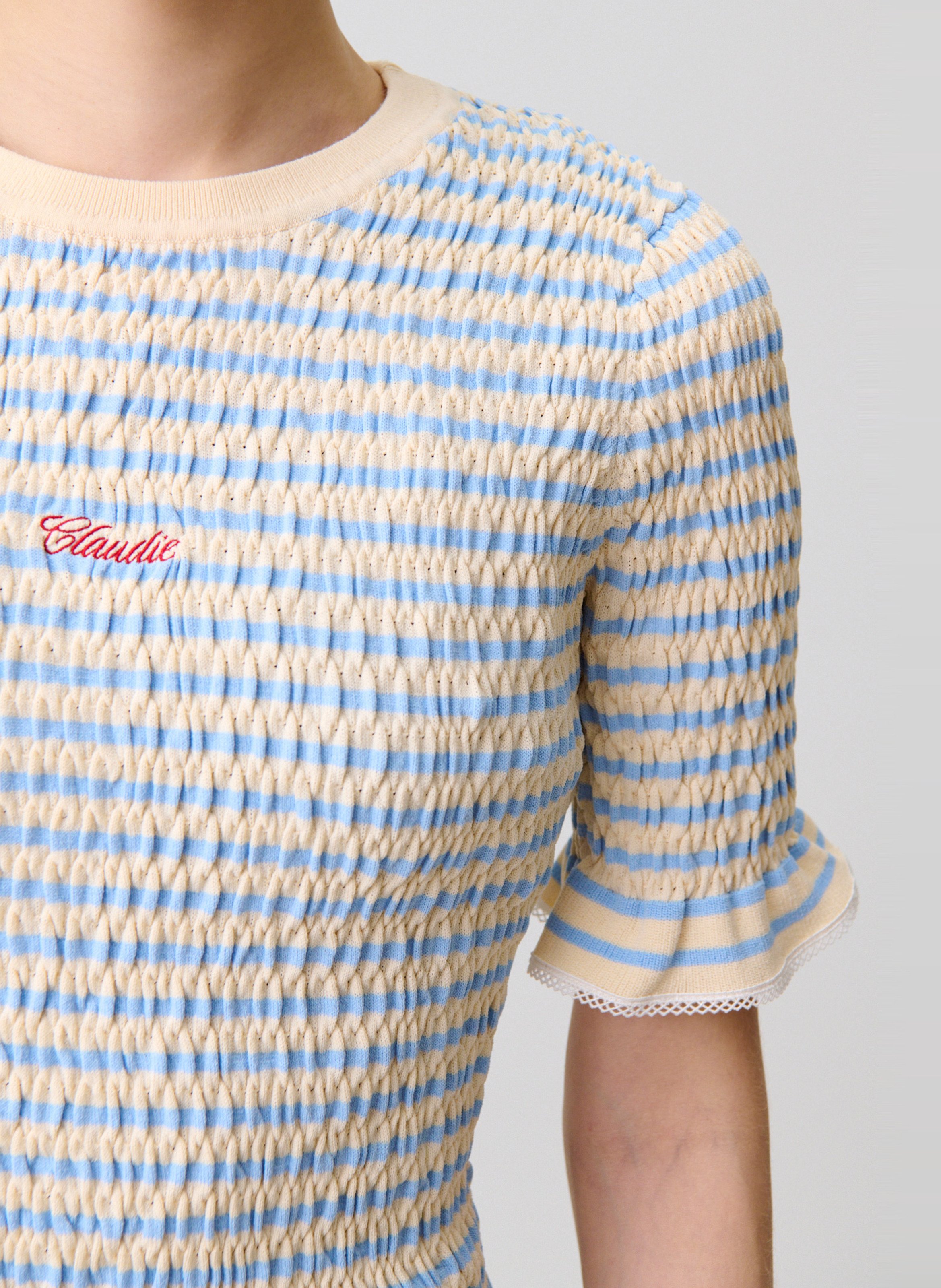 Top ajusté col rond en maille CLAUDIE PIERLOT Multicolore