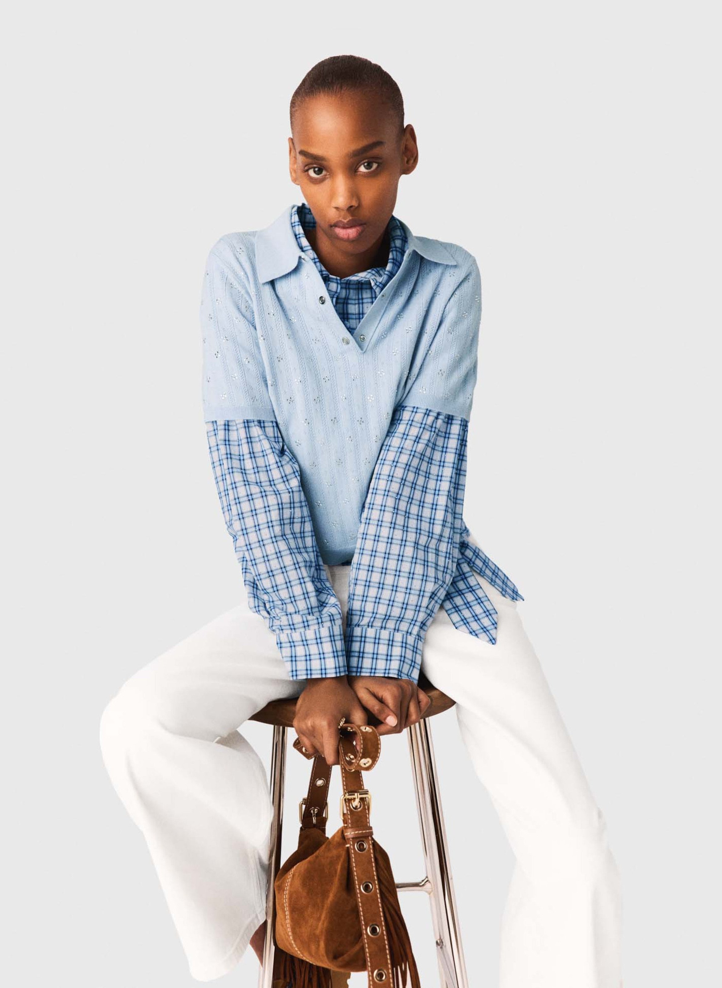 Polo en laine mélangée MAJE Bleu