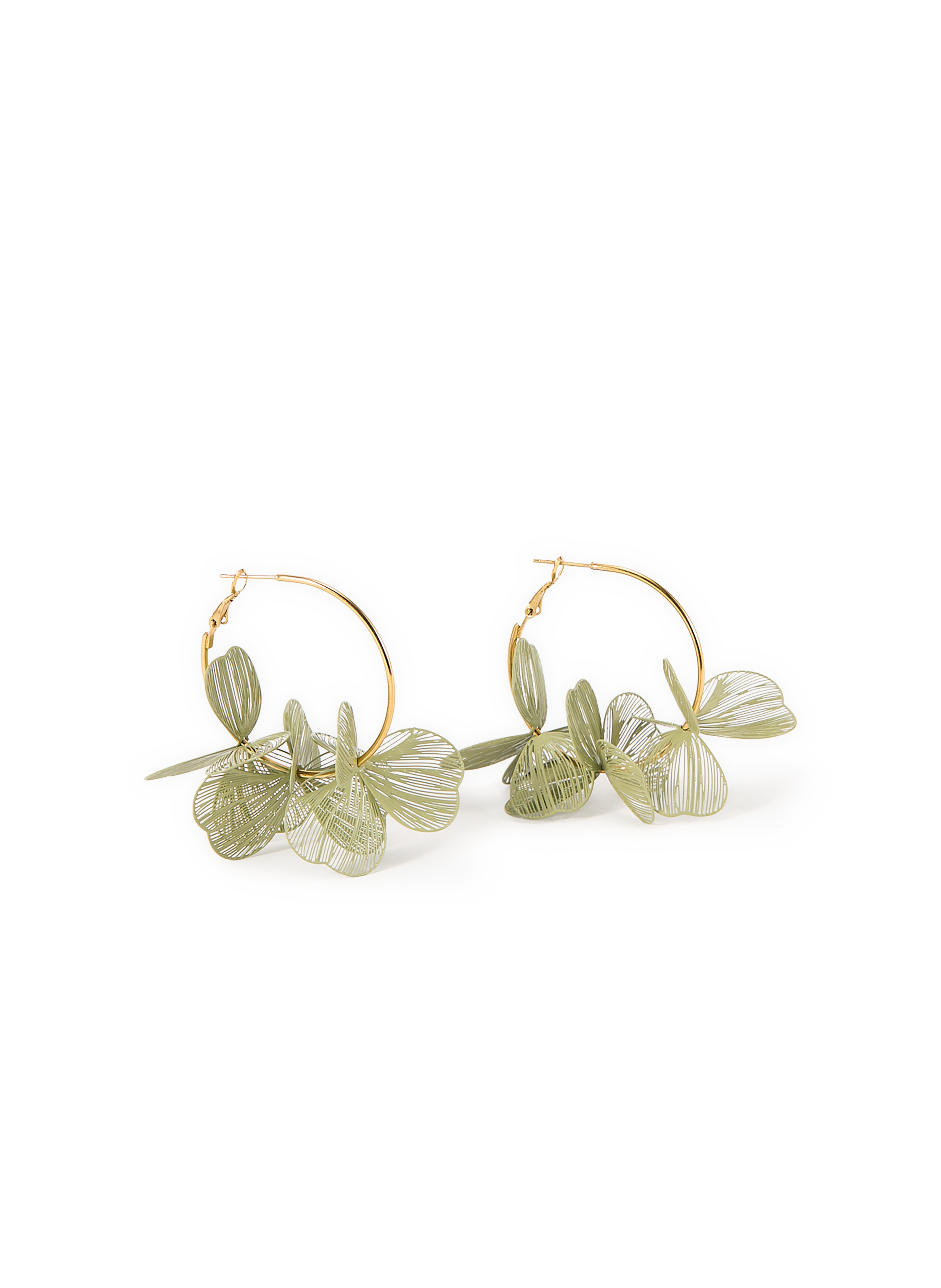 Flower hoop earrings AU PRINTEMPS PARIS Green