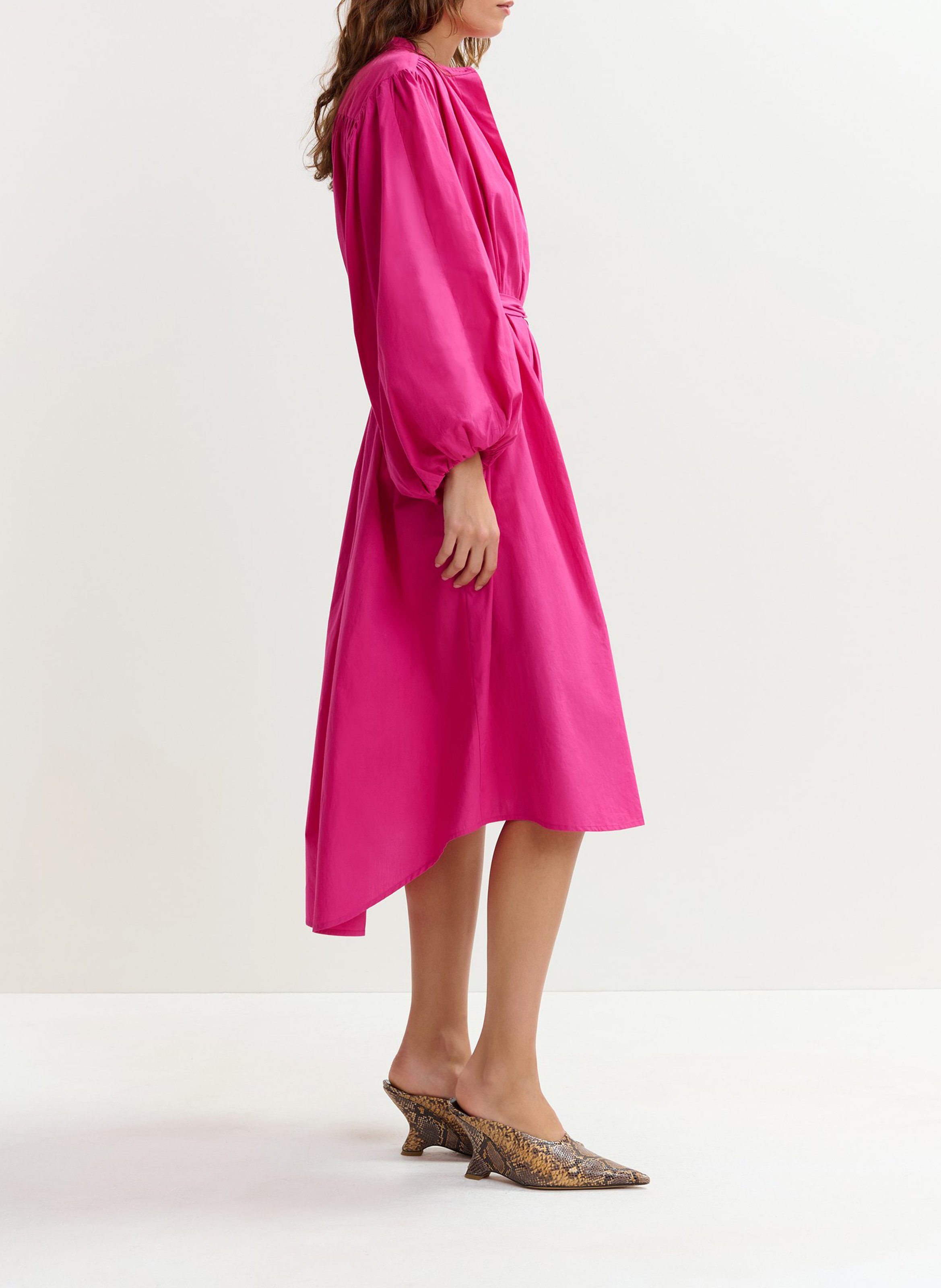 Robe midi ample col rond ceinturée jex ESSENTIEL ANTWERP Rose