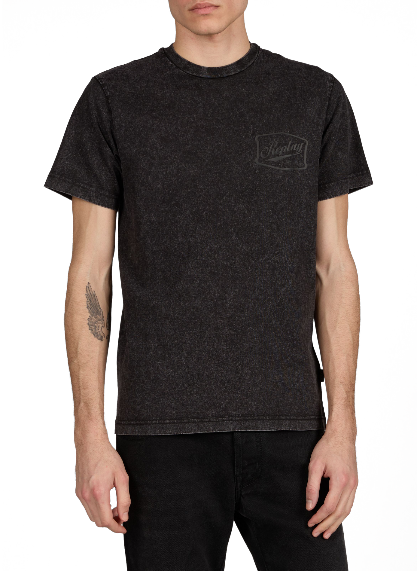 T-shirt droit manches courtes en coton REPLAY Noir