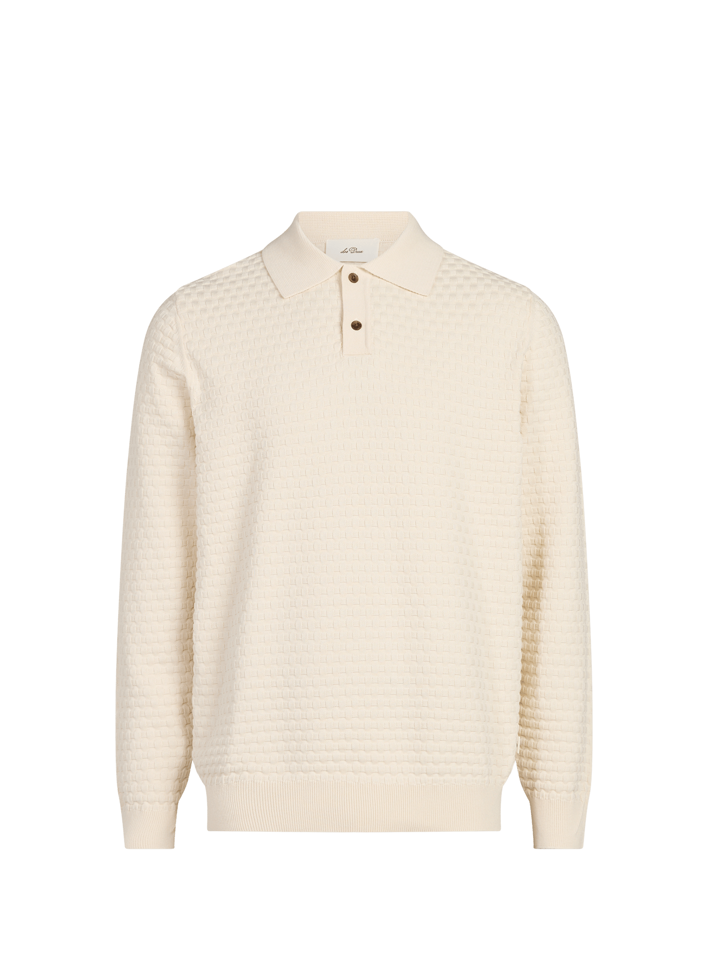 Polo manches longues texturé en coton LES DEUX Beige