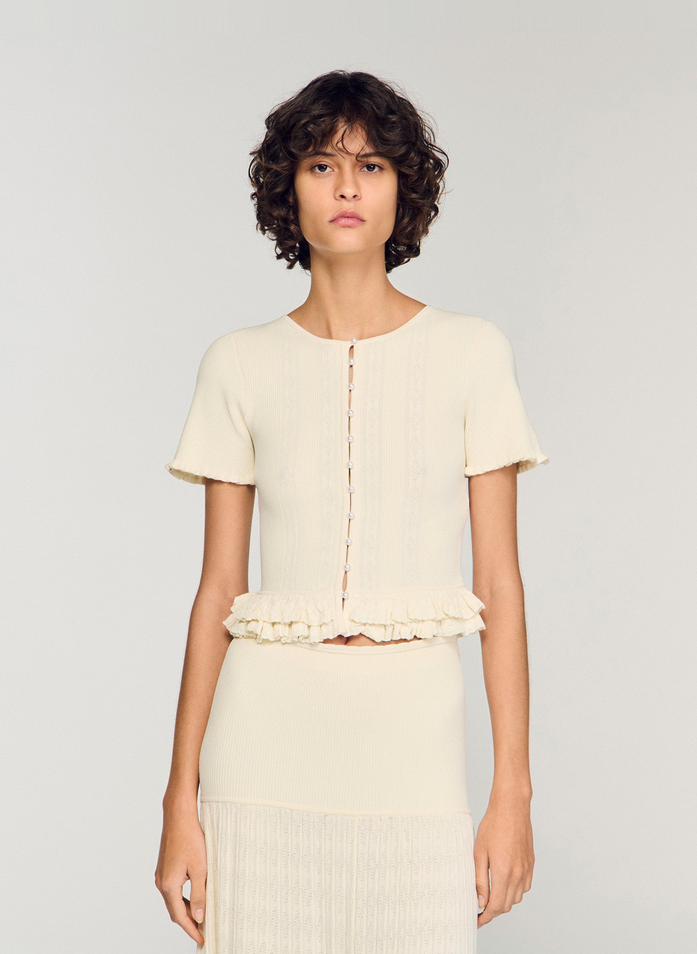 Top col rond SANDRO Beige