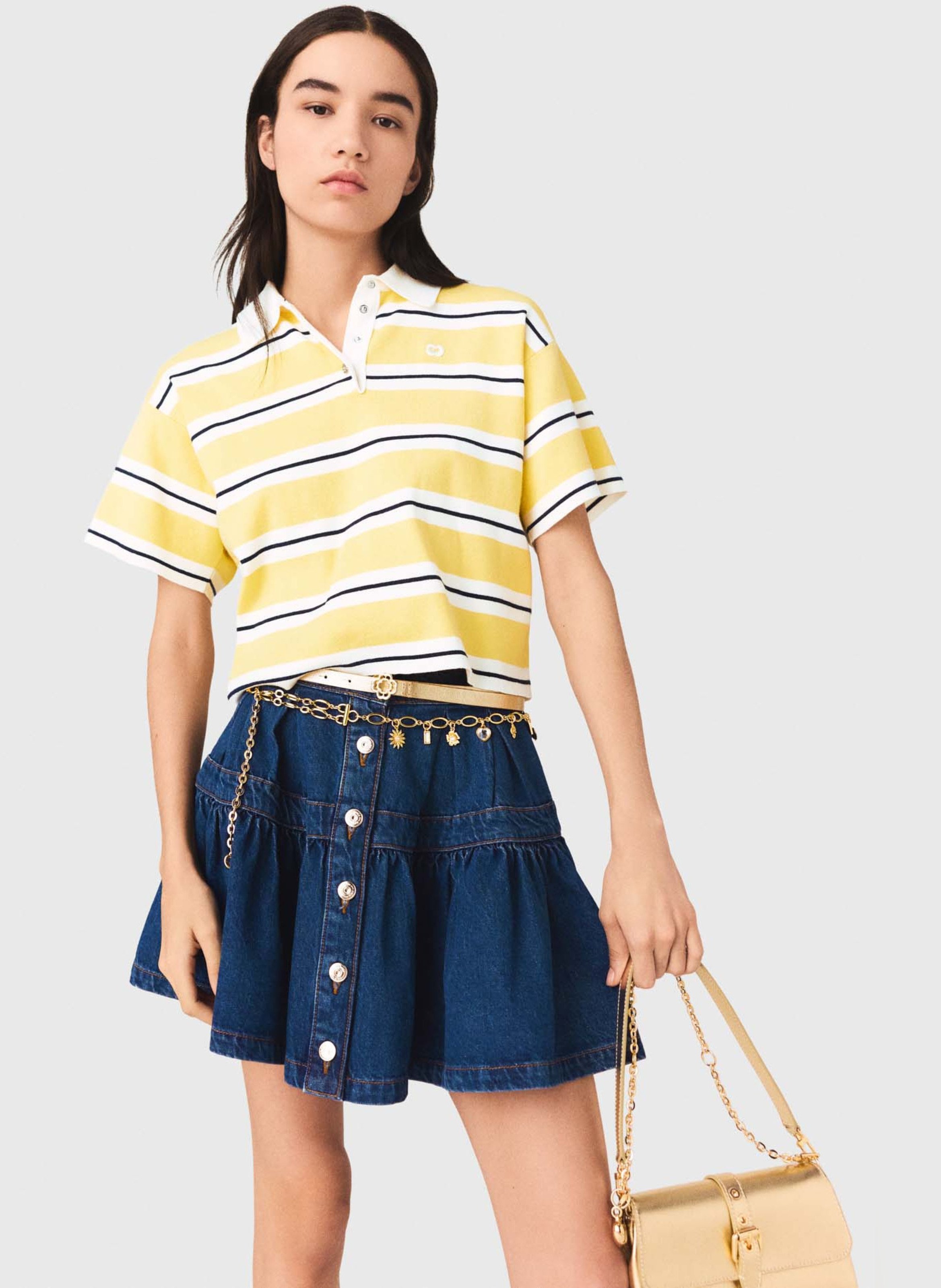 Polo droit en coton mélangé MAJE Jaune