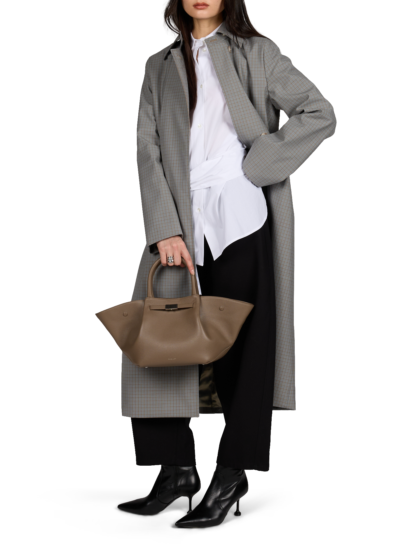 Gestreifter Ledertasche DEMELLIER LONDON Braun