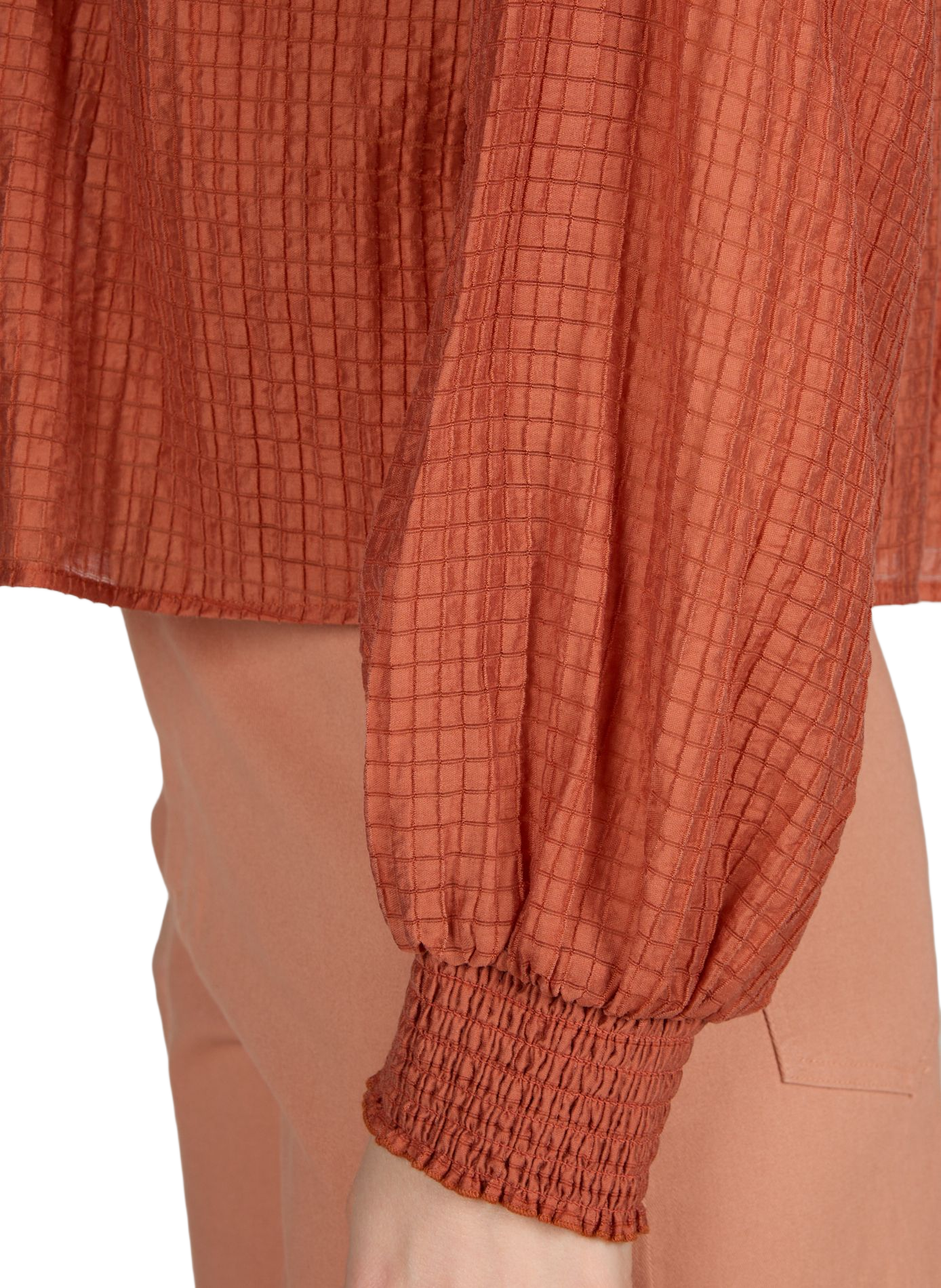 High neck top with small checkered pattern PETITE MENDIGOTE Pink