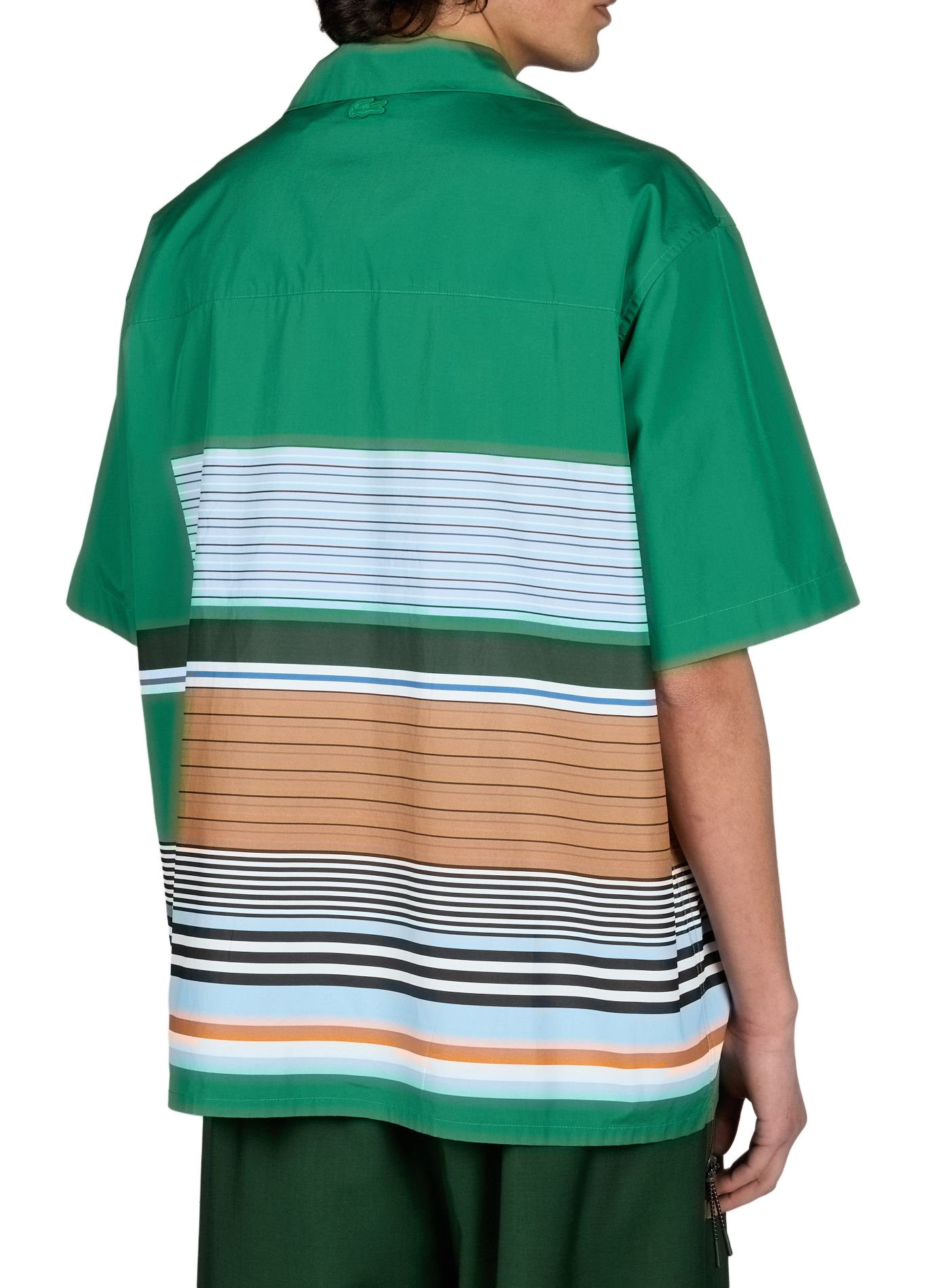 Chemise manches courtes à rayures en coton LACOSTE Vert