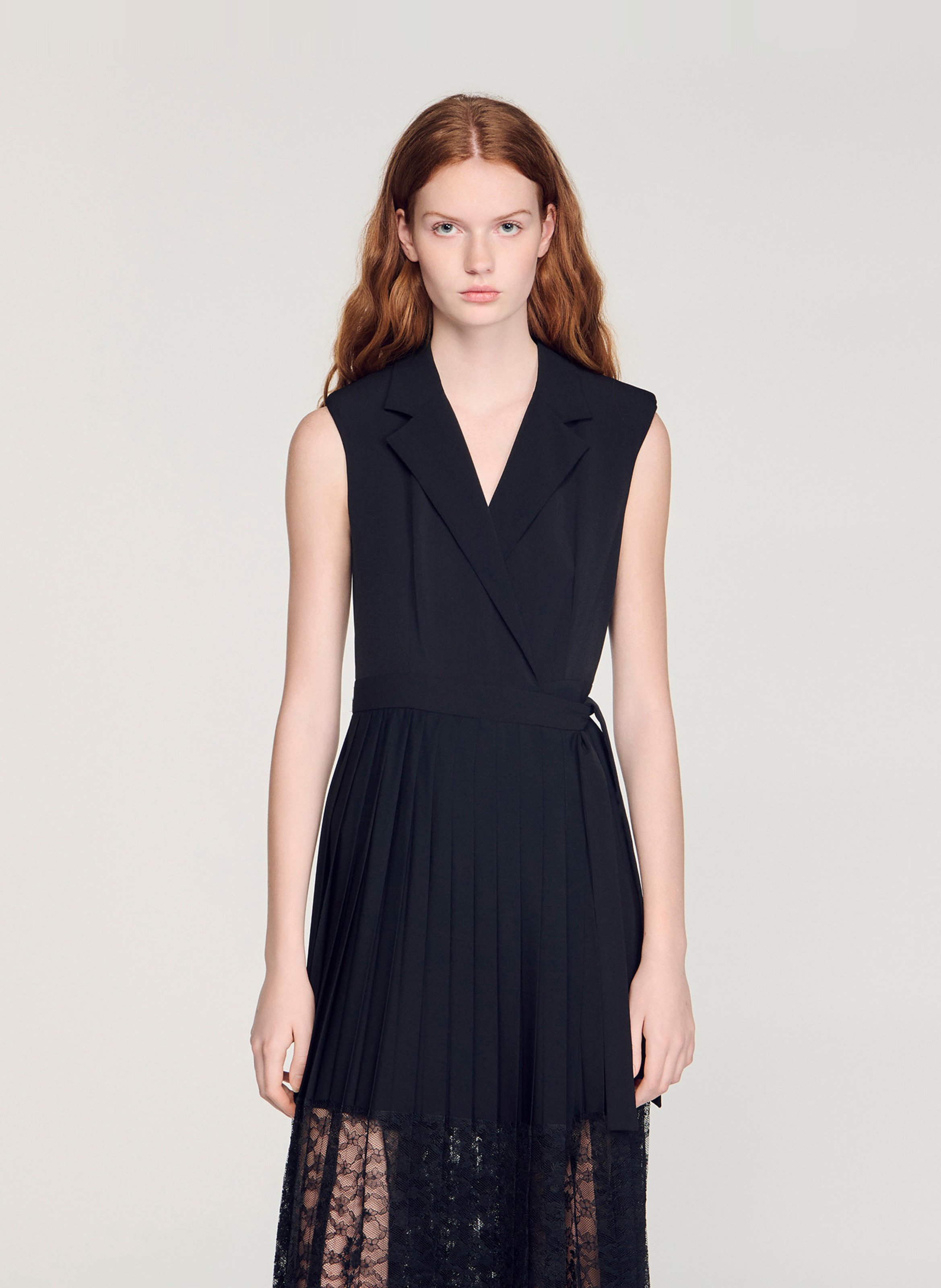 Robe midi col tailleur SANDRO Noir