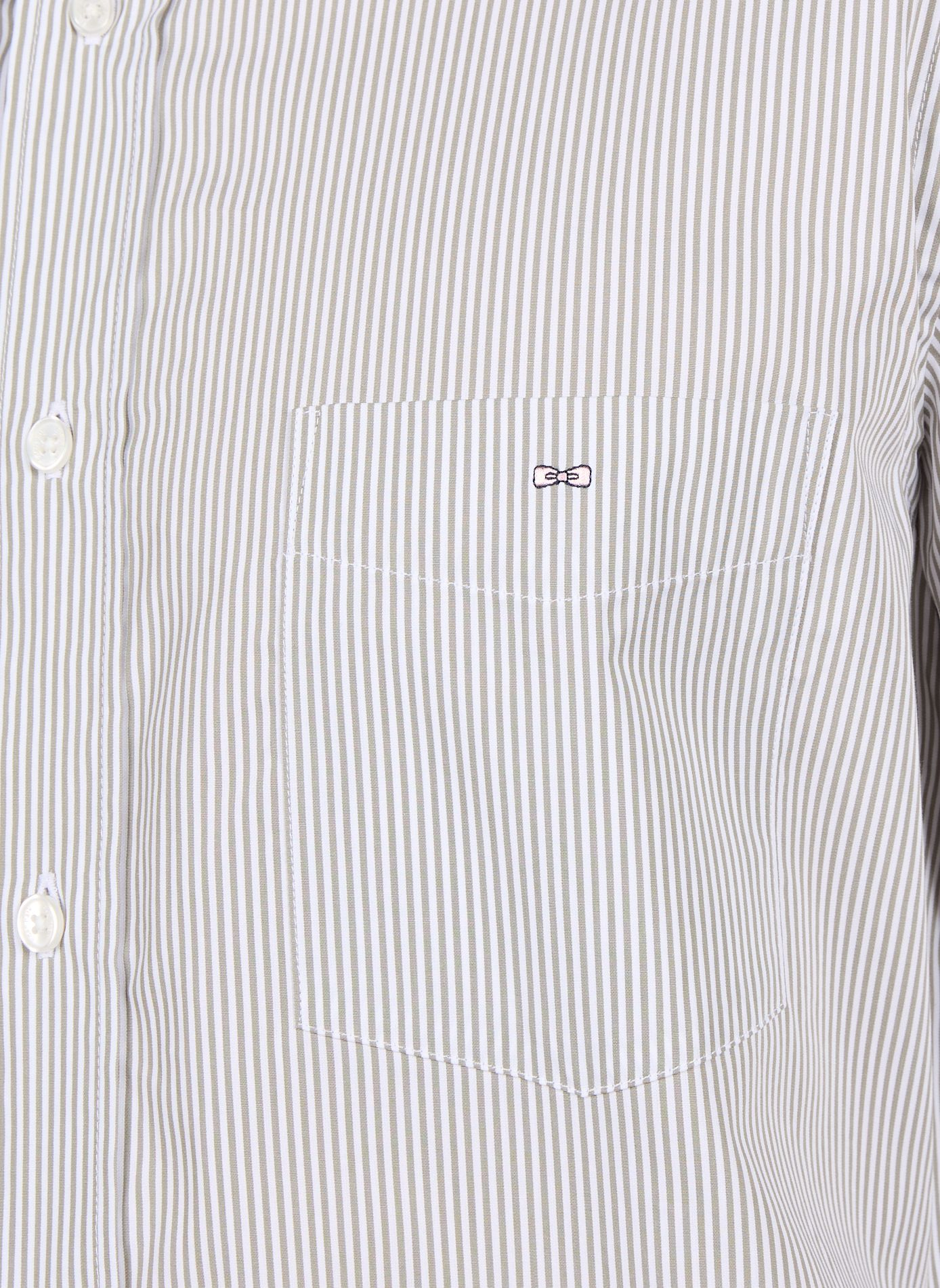 Chemise col américain à rayures en coton EDEN PARK Beige