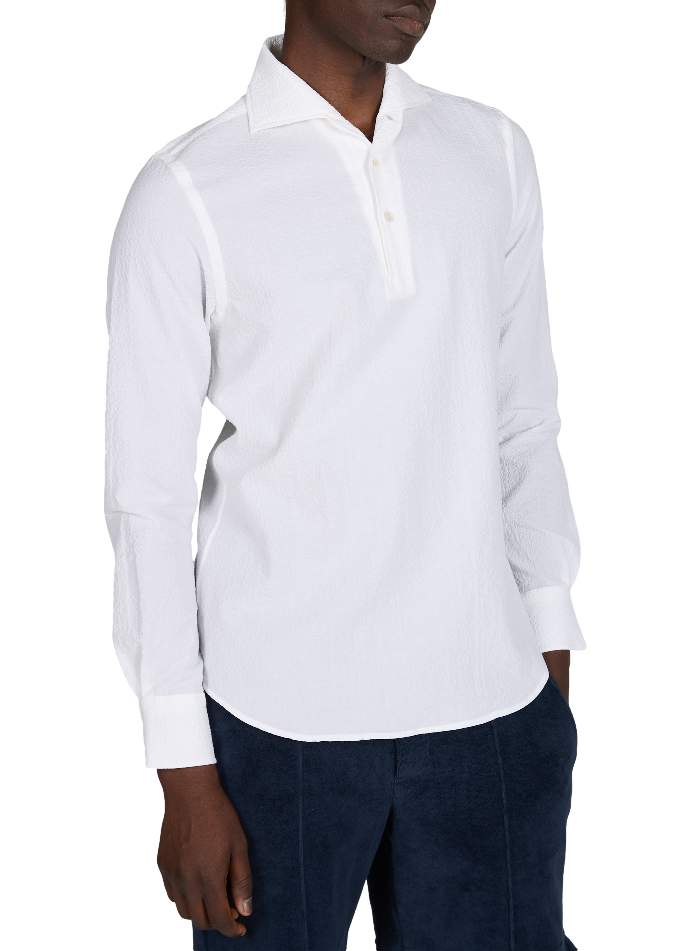 Chemise droite en coton texturé AURELIEN Blanc