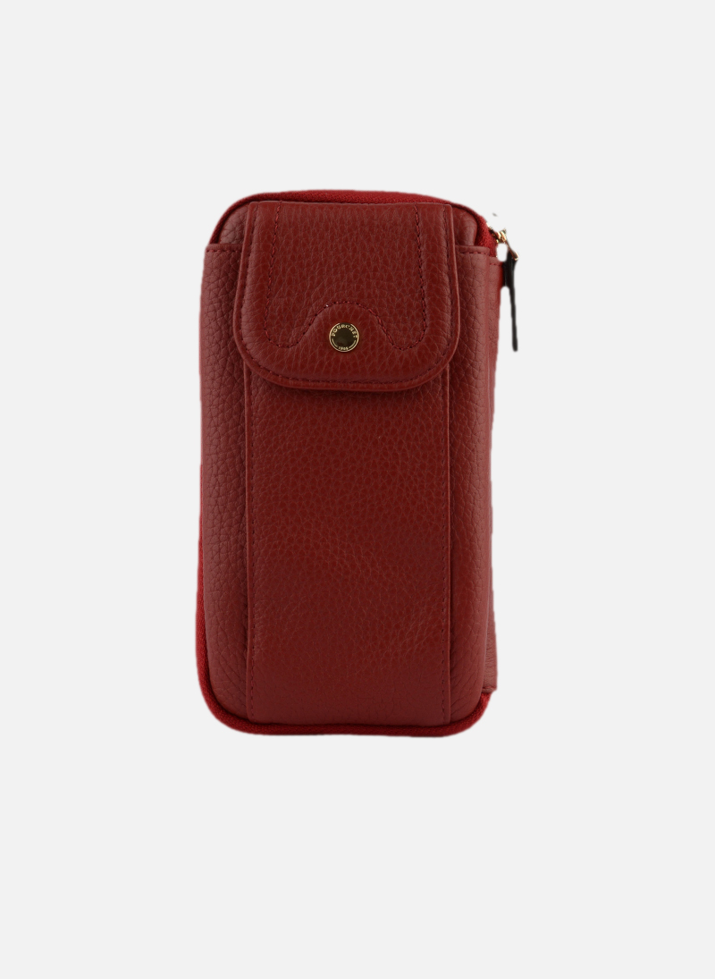 Club | etui téléphone portable en cuir de veau grainé | Rouge POURCHET Femme