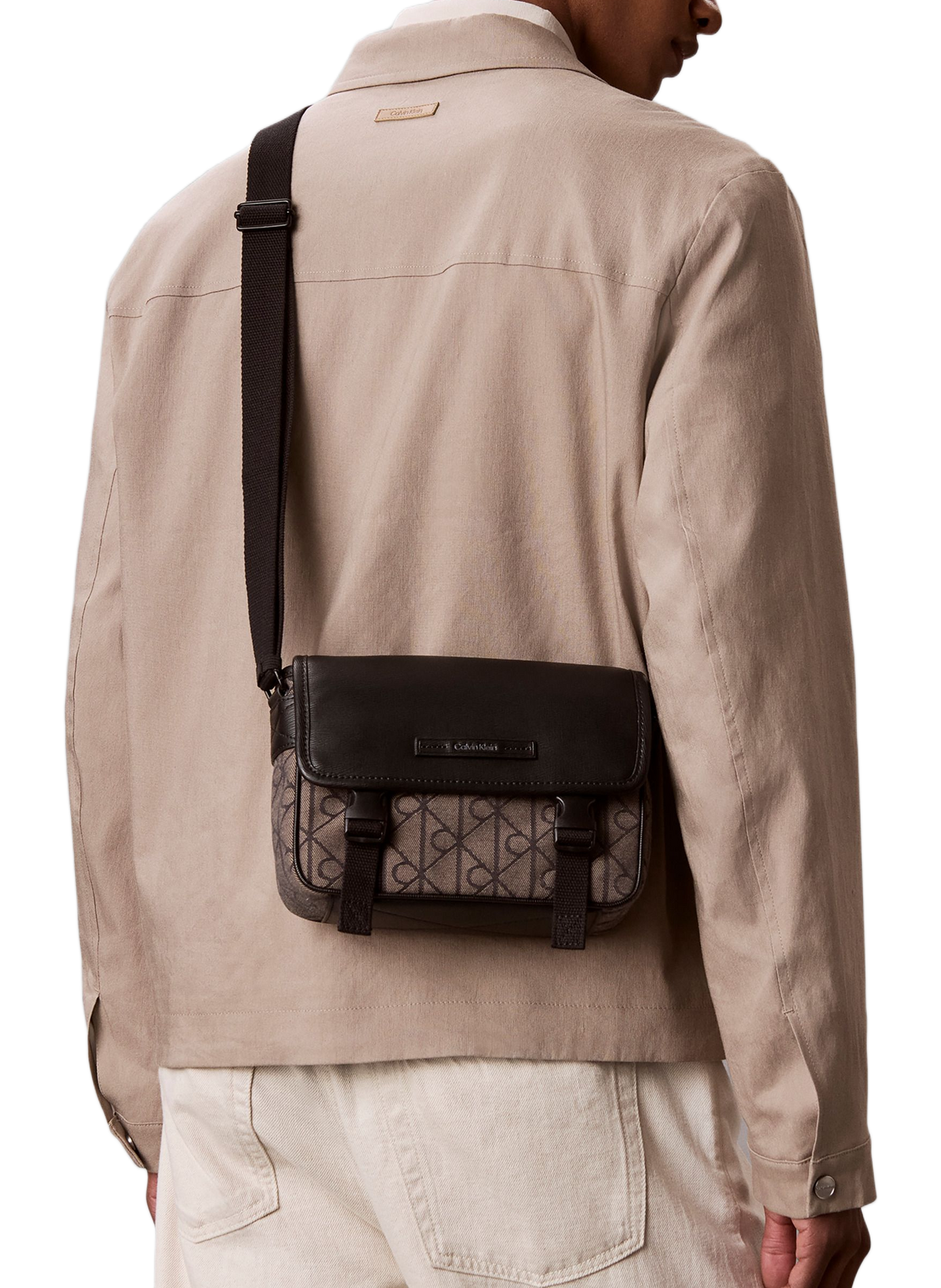 Two-material shoulder bag with logo print CALVIN KLEIN Multicolour