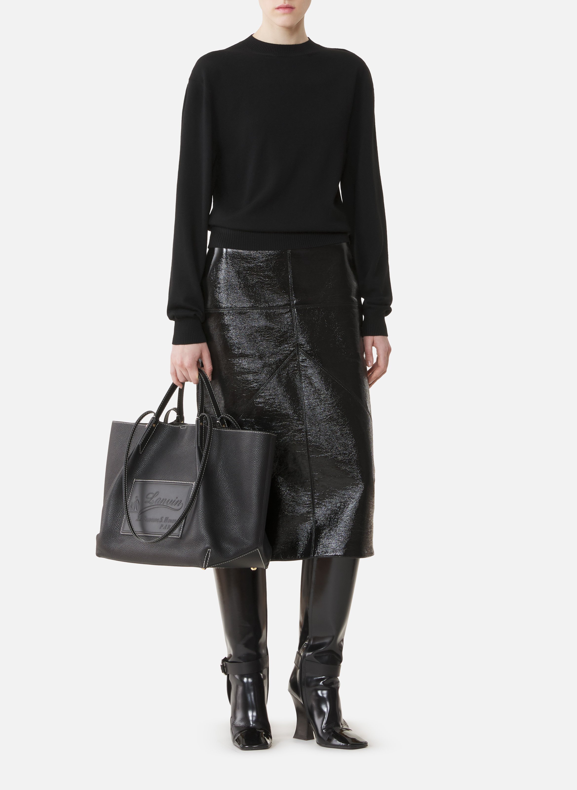 Pull détail gros grain en mérinos LANVIN Noir