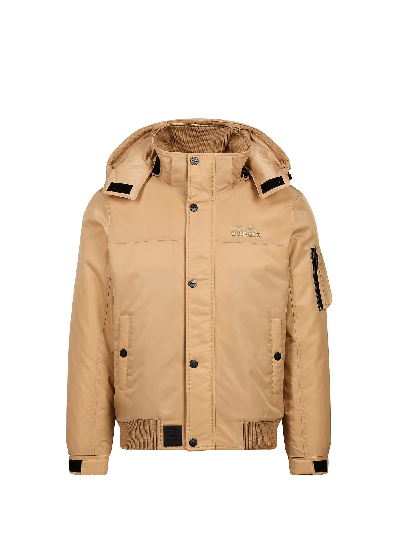 Kapuzenjacke mit Stehkragen BOMBERS ORIGINAL Beige