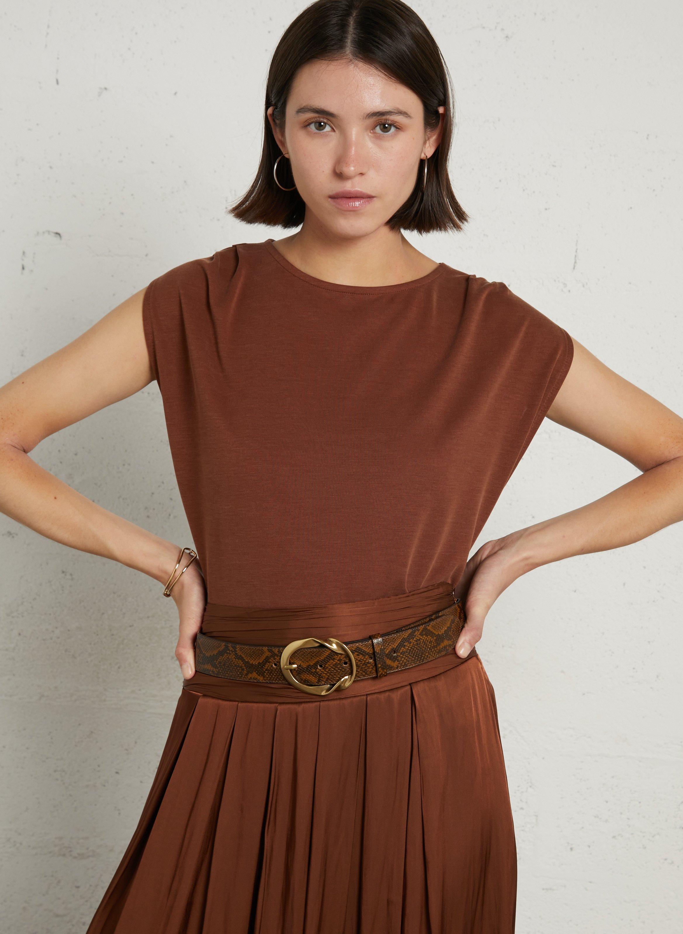 Tee-shirt col rond tiphaine MAISON 123 Beige
