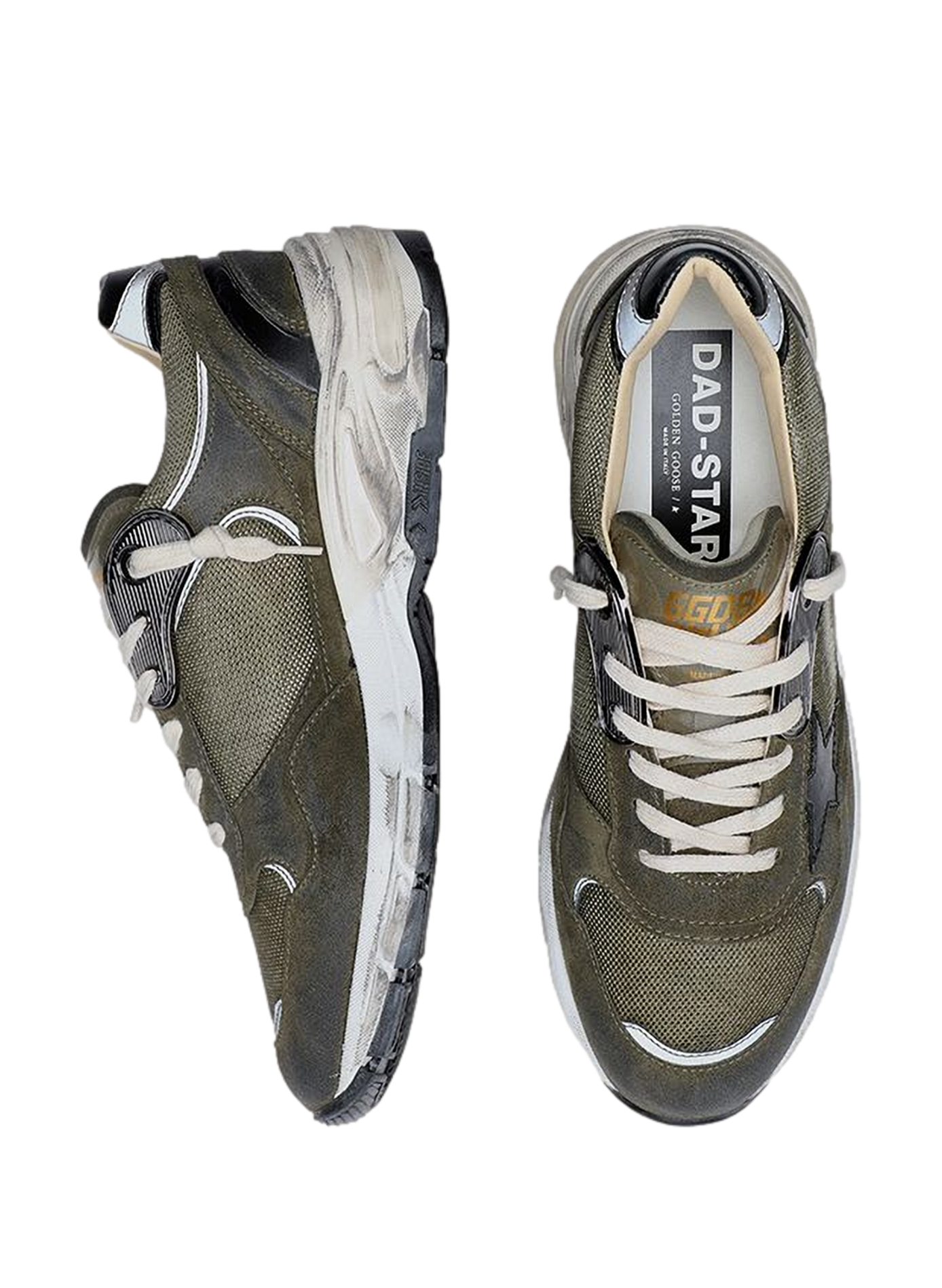 Mixed leather low-top sneakers GOLDEN GOOSE Khaki