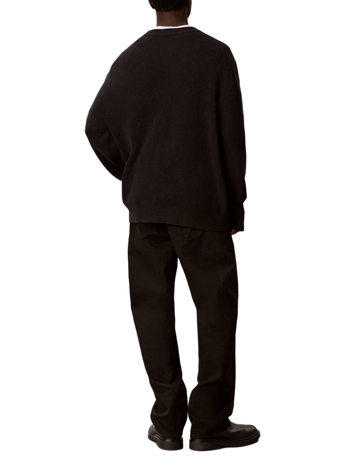 Straight knit cotton logo sweater CALVIN KLEIN Black