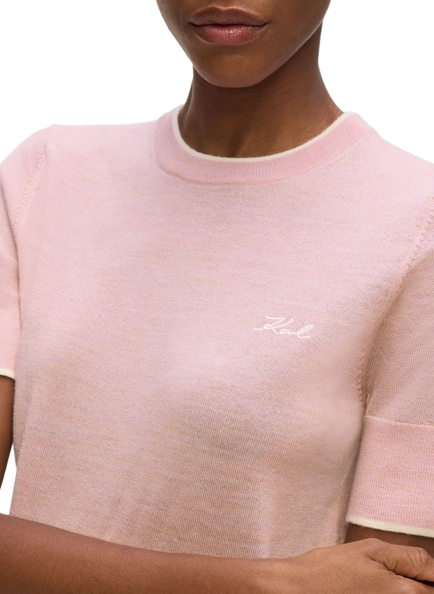 Short-sleeved wool sweater KARL LAGERFELD Pink