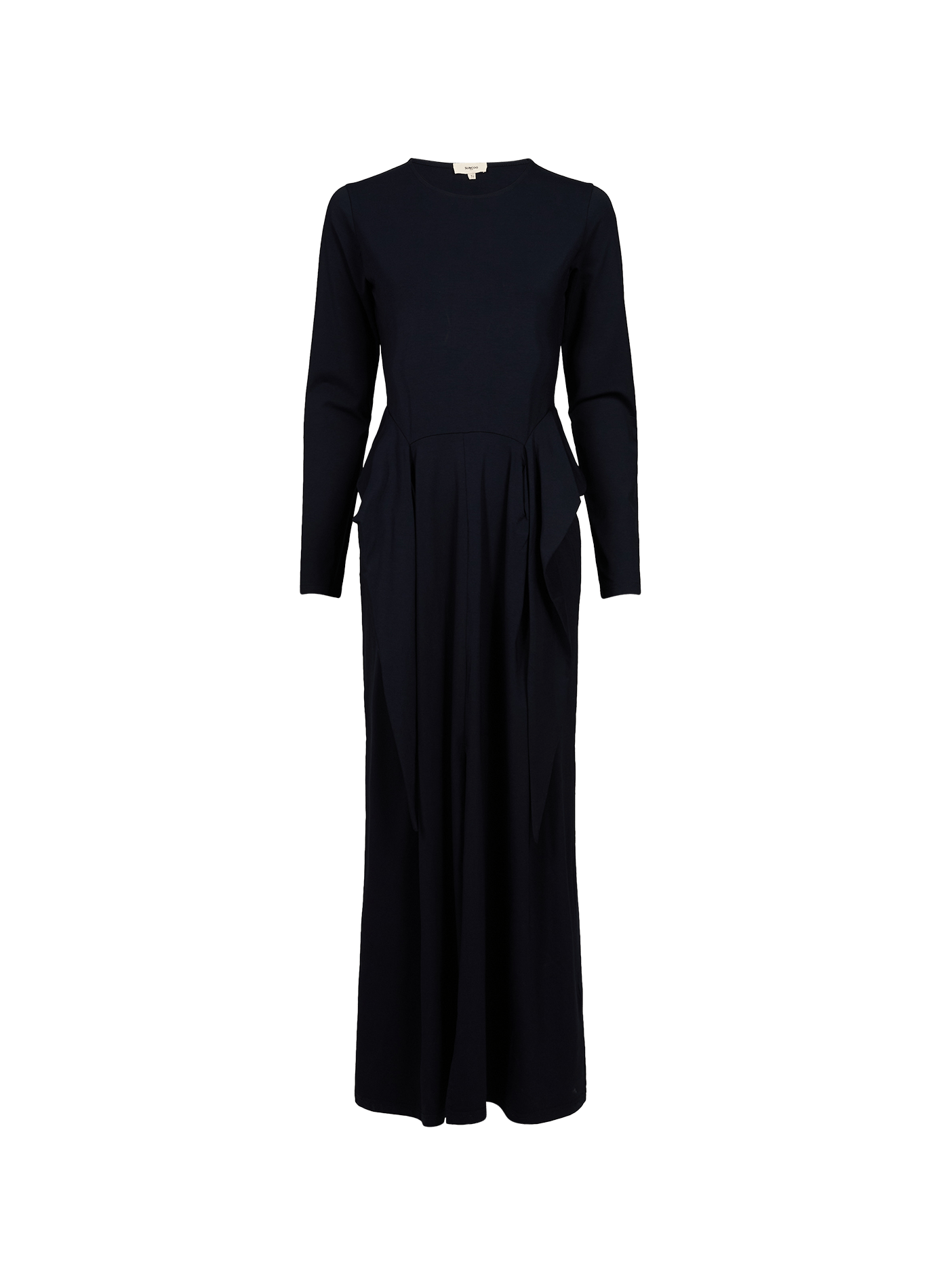 Straight long dress with round neck in blended cotton SUNCOO Blue