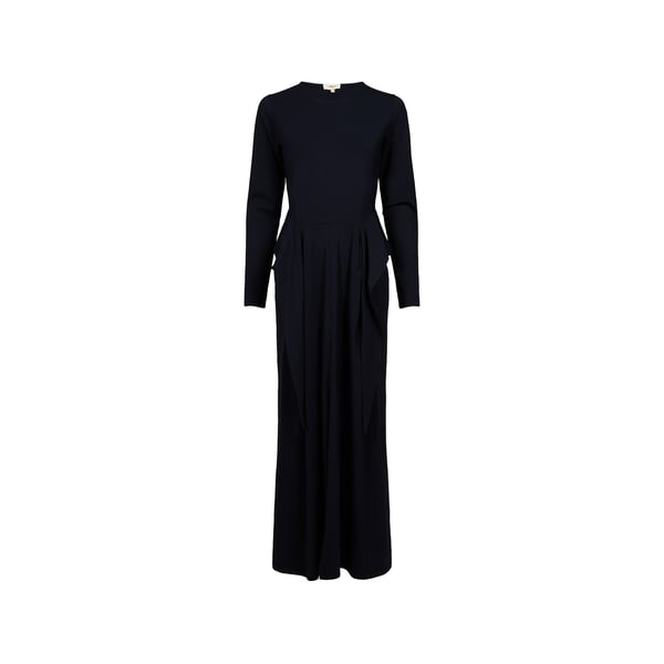 Robe droite longue col rond en coton mélangé Robe droite longue col rond en coton mélangé