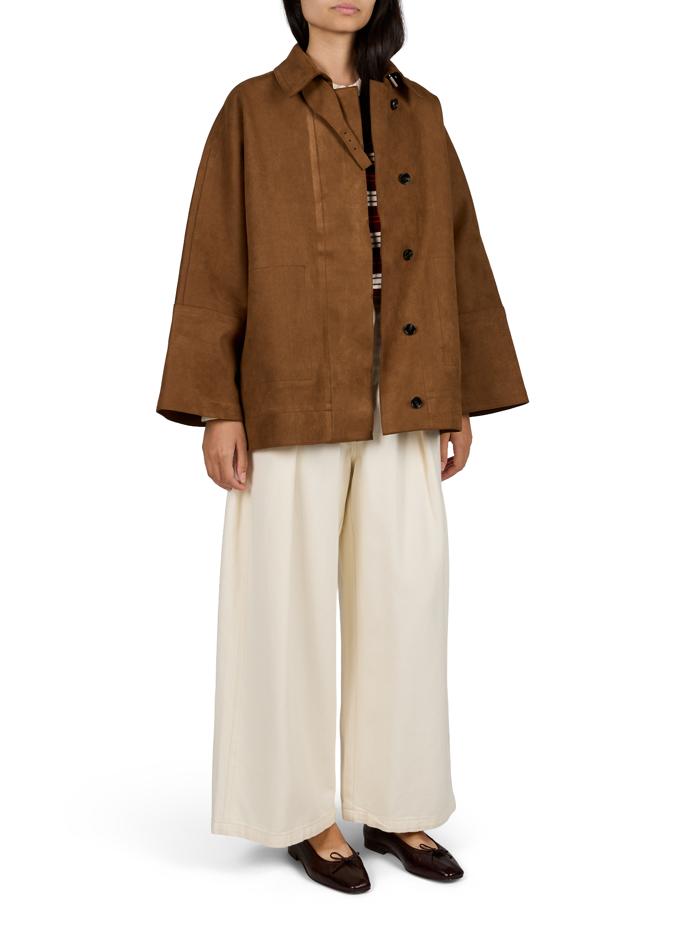 Oversize Jacke mit klassischem Kragen SUNCOO Braun