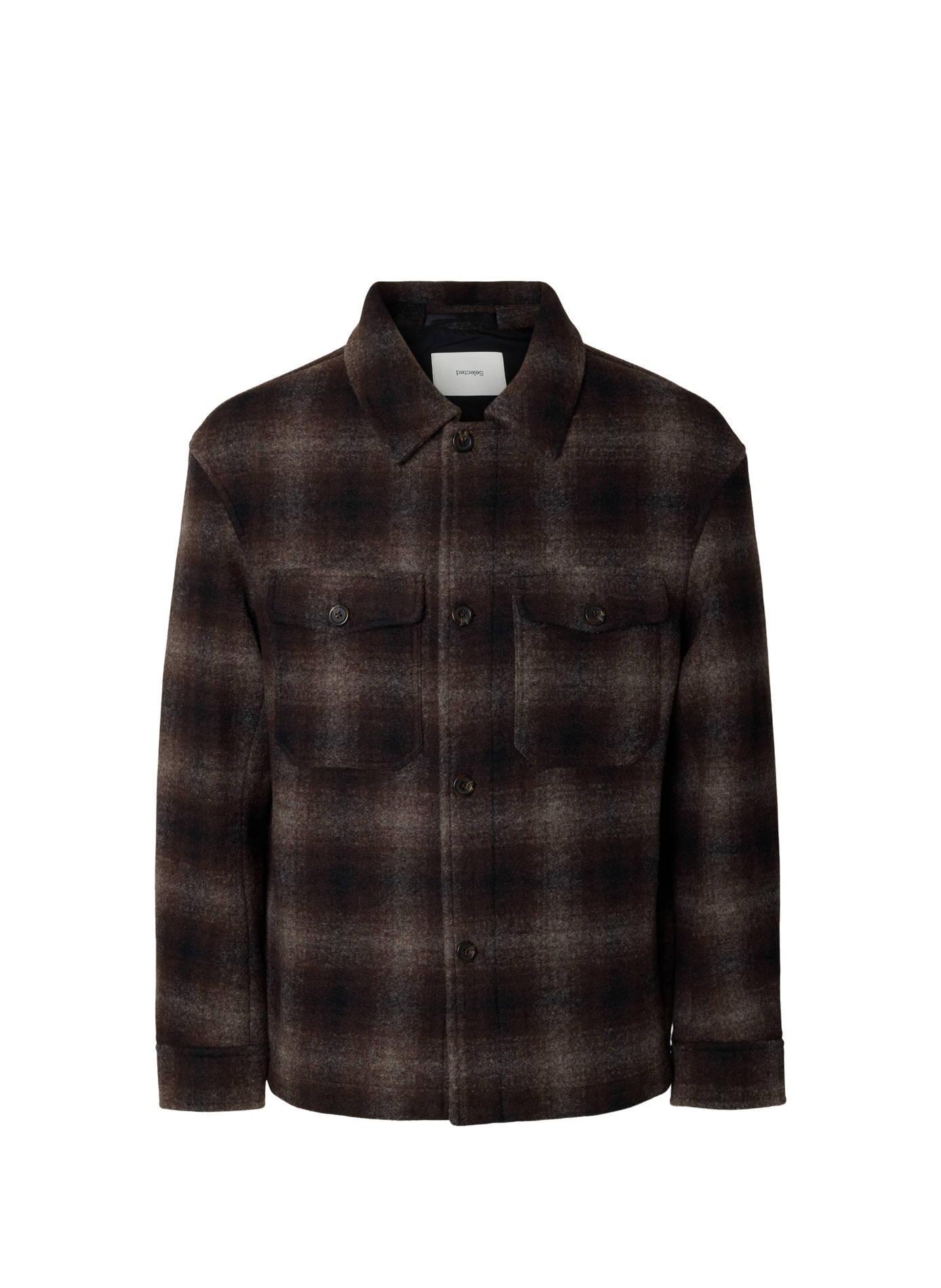 Rechte geruite overshirt SELECTED Bruin