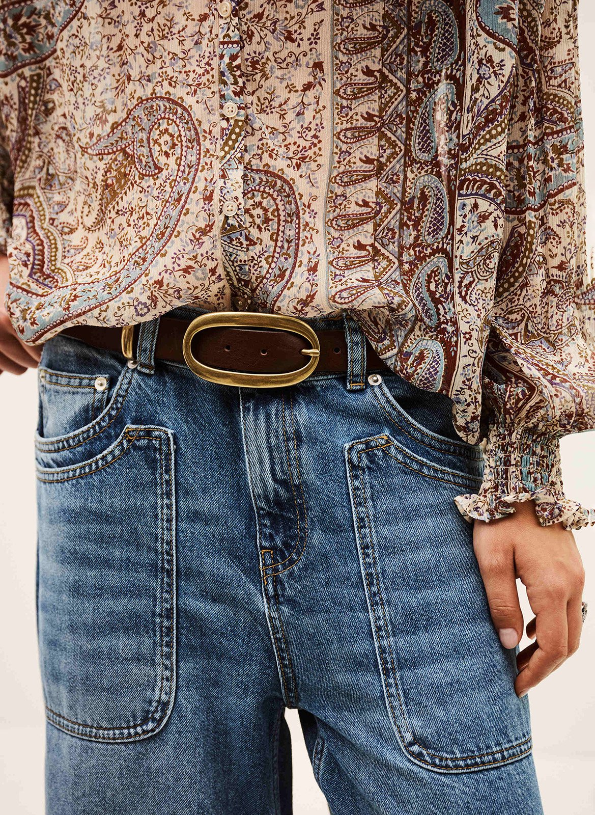 Ceinture à boucle en cuir bastian BA&SH Marron
