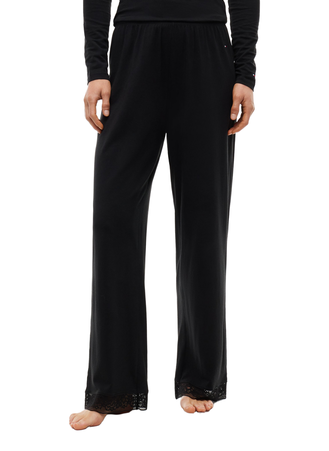Plain fluid straight-leg elasticated trousers TOMMY HILFIGER Black