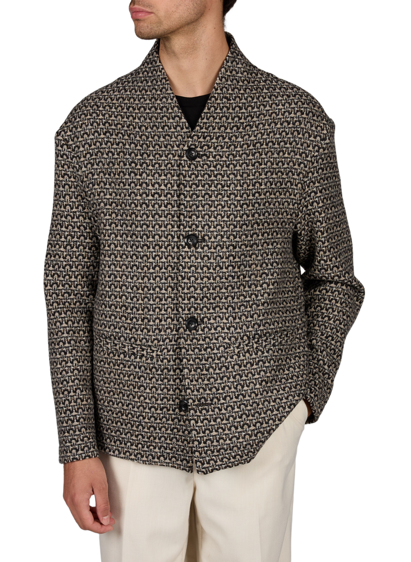 Rundhalsjacke aus Wolle EMPORIO ARMANI Mehrfarbig