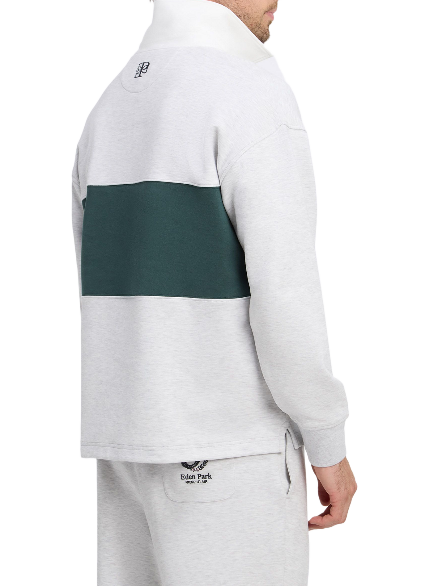 Sweat col polo en coton mélangé EDEN PARK Grey