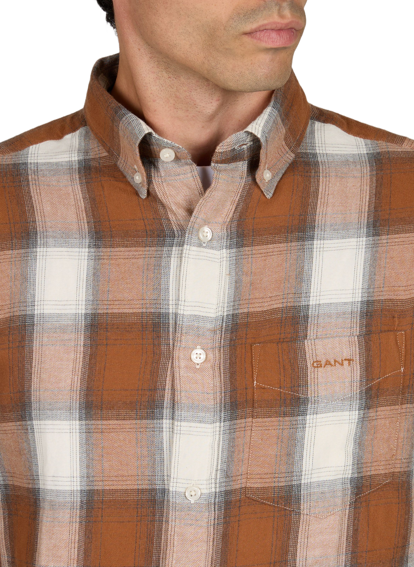 Straight checked cotton shirt with button-down collar GANT Multicolour