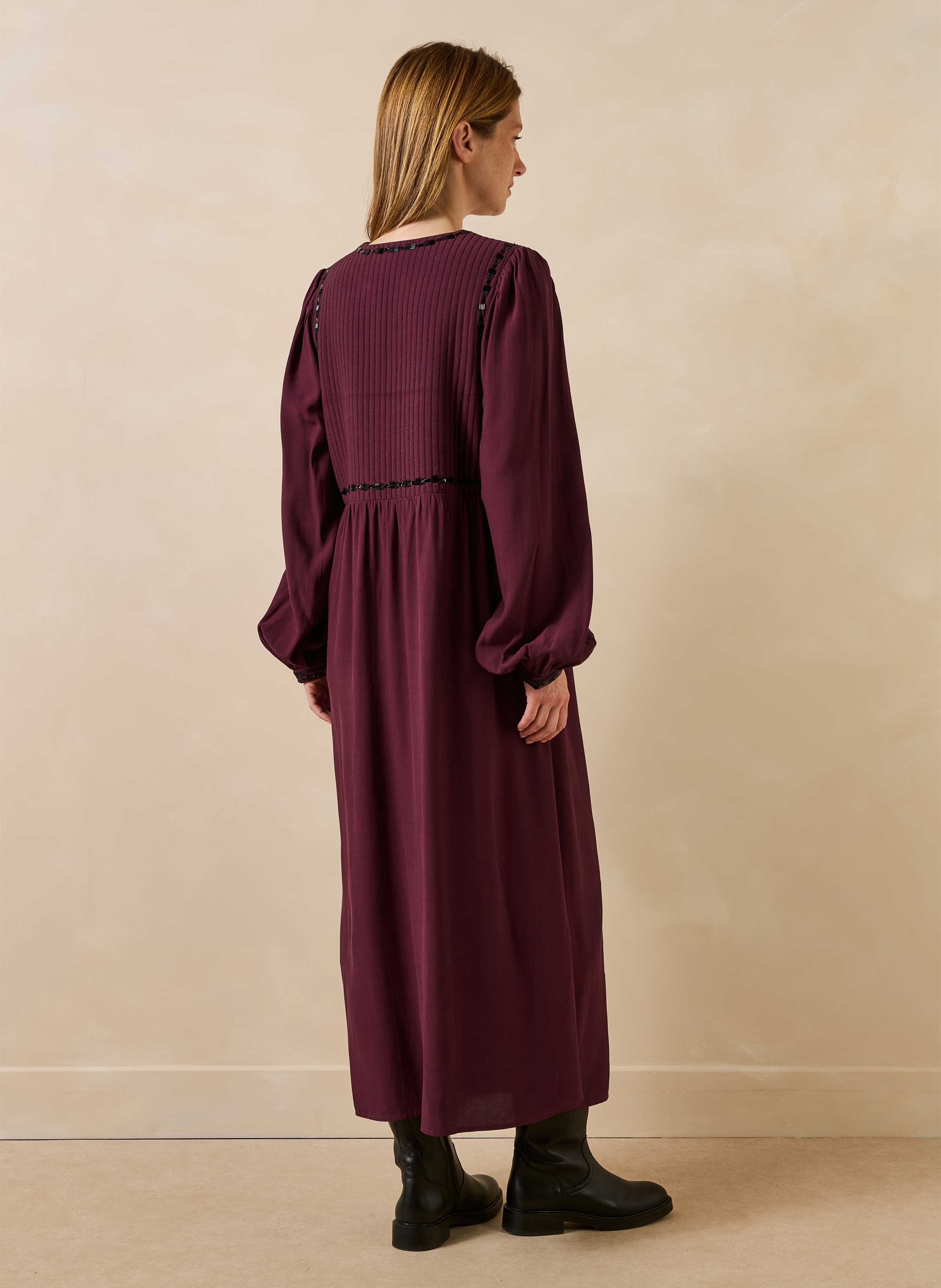 Lange jurk met tuniekhals en borduursels LA FEE MARABOUTEE Veelkleurig