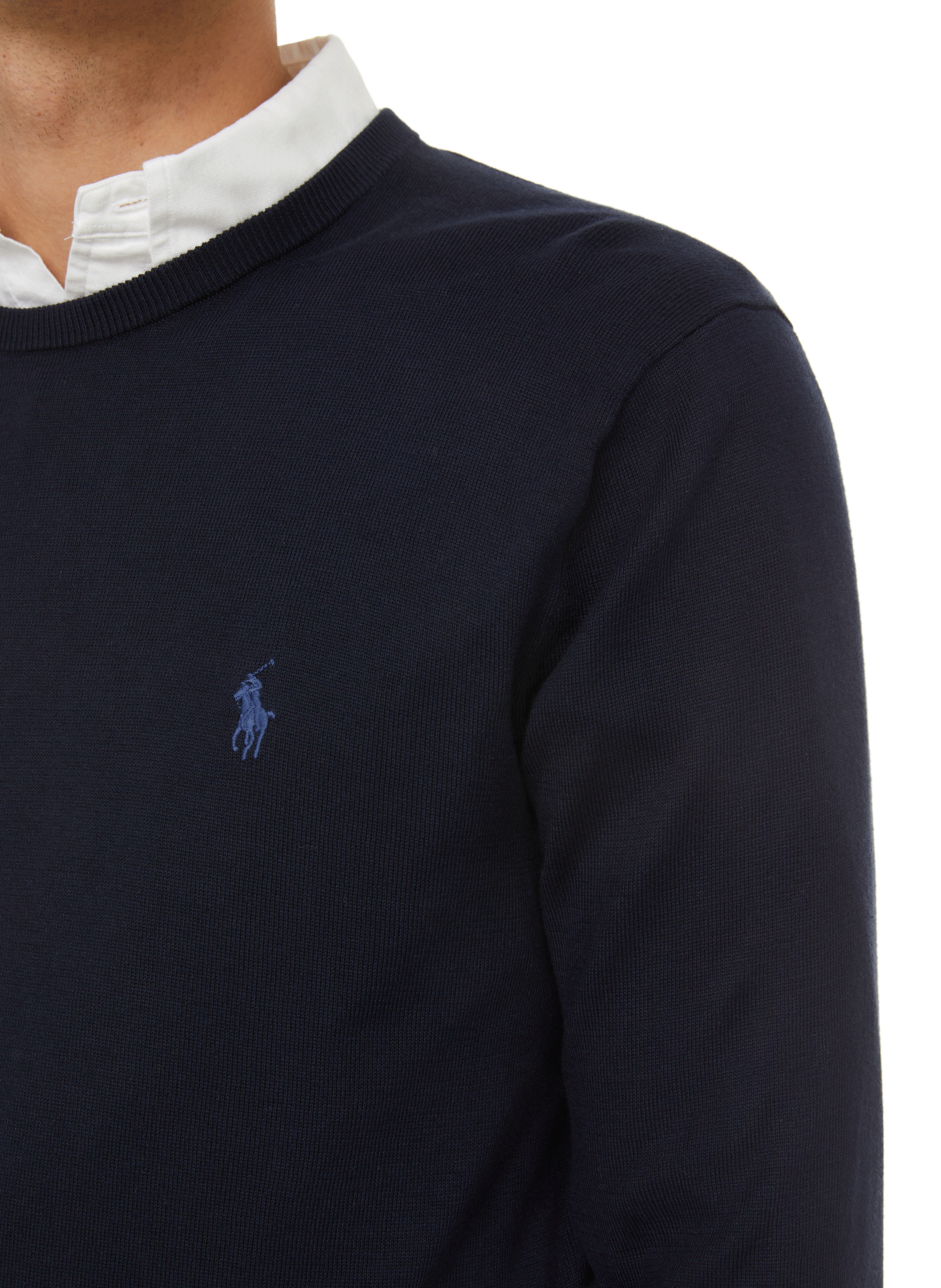 Pull col rond en coton POLO RALPH LAUREN Bleu