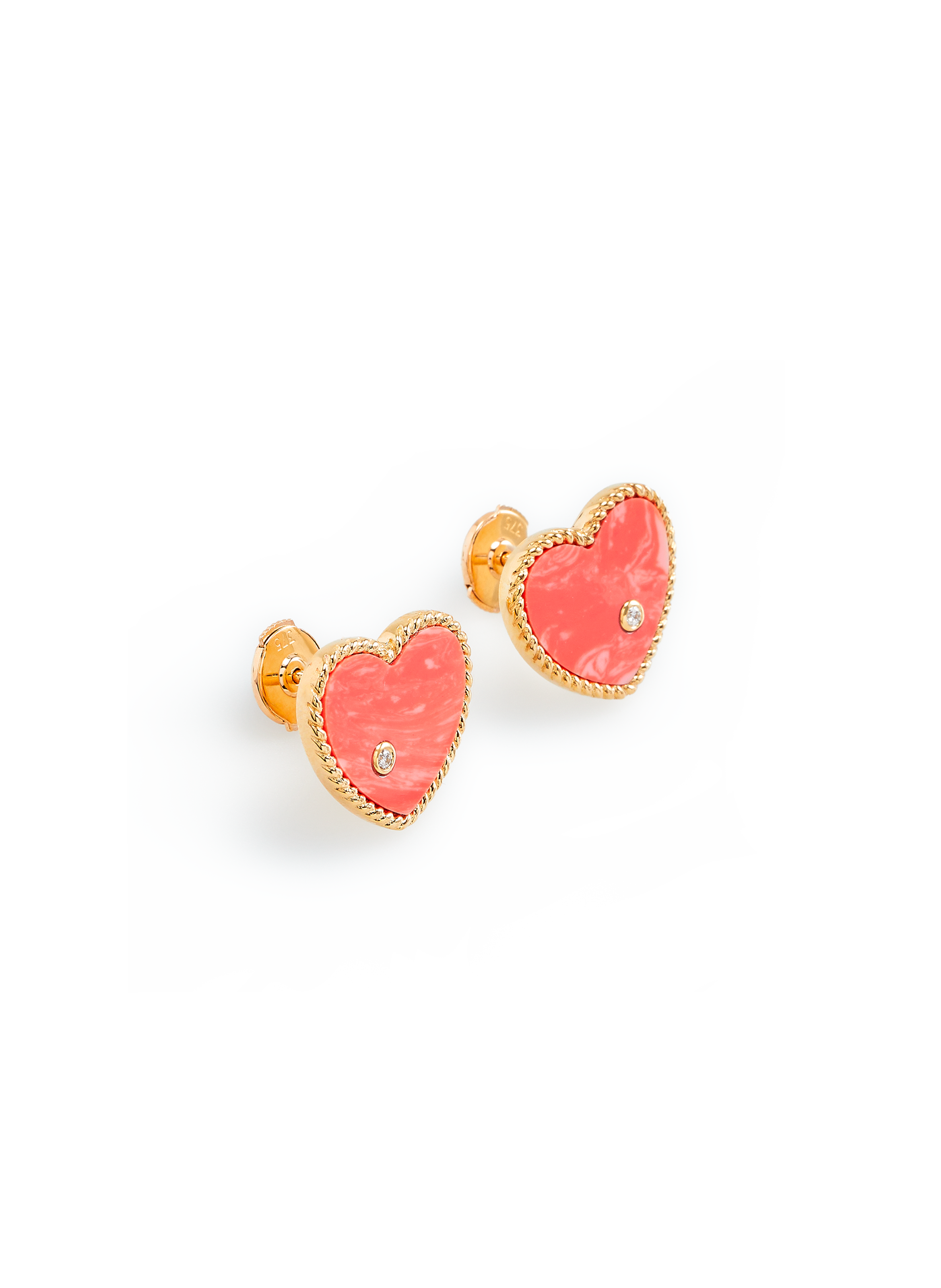 Boucles d&#039;oreille Coeur en or YVONNE LÉON Orange