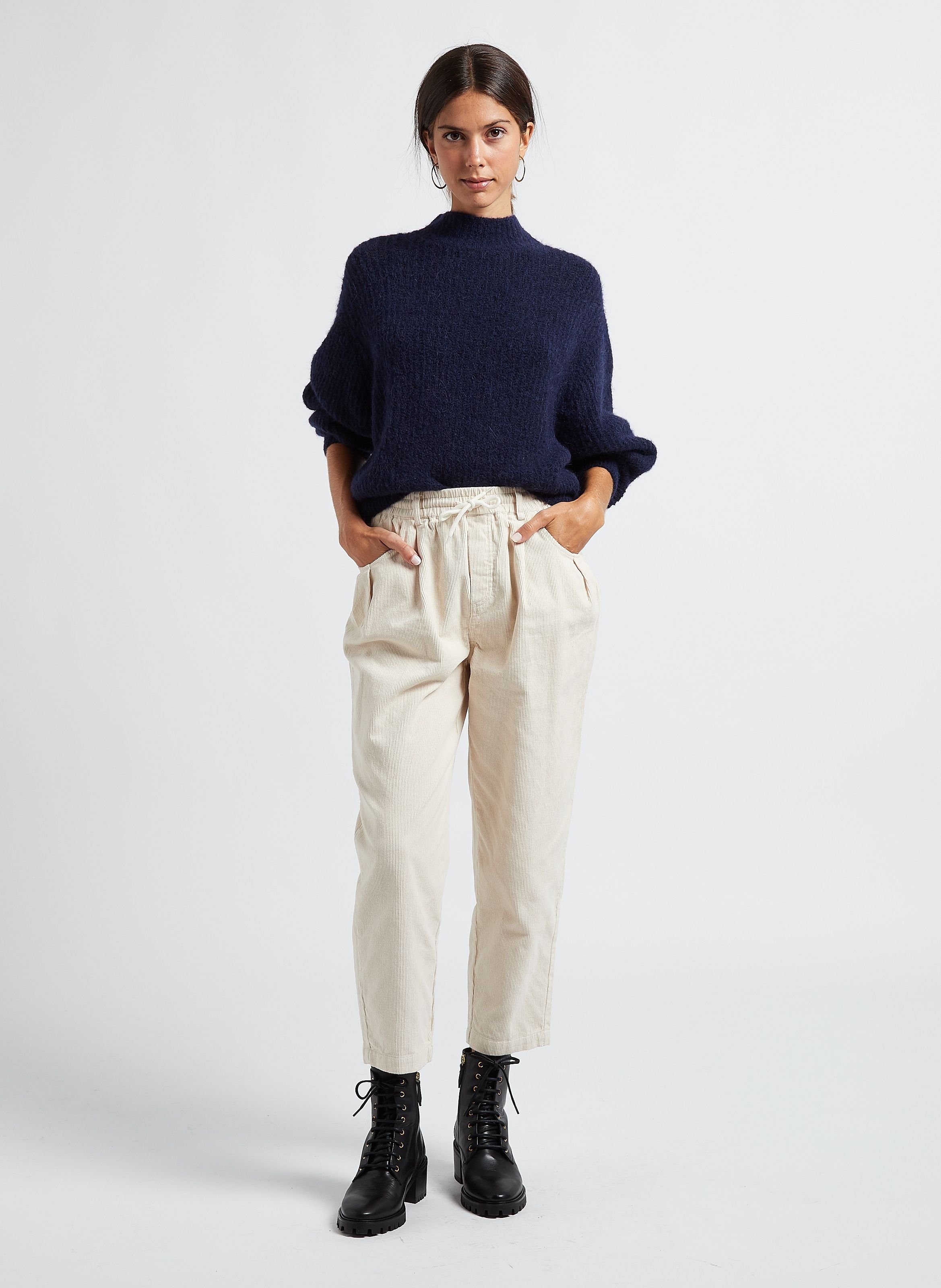 Pull oversize col montant east AMERICAN VINTAGE Bleu