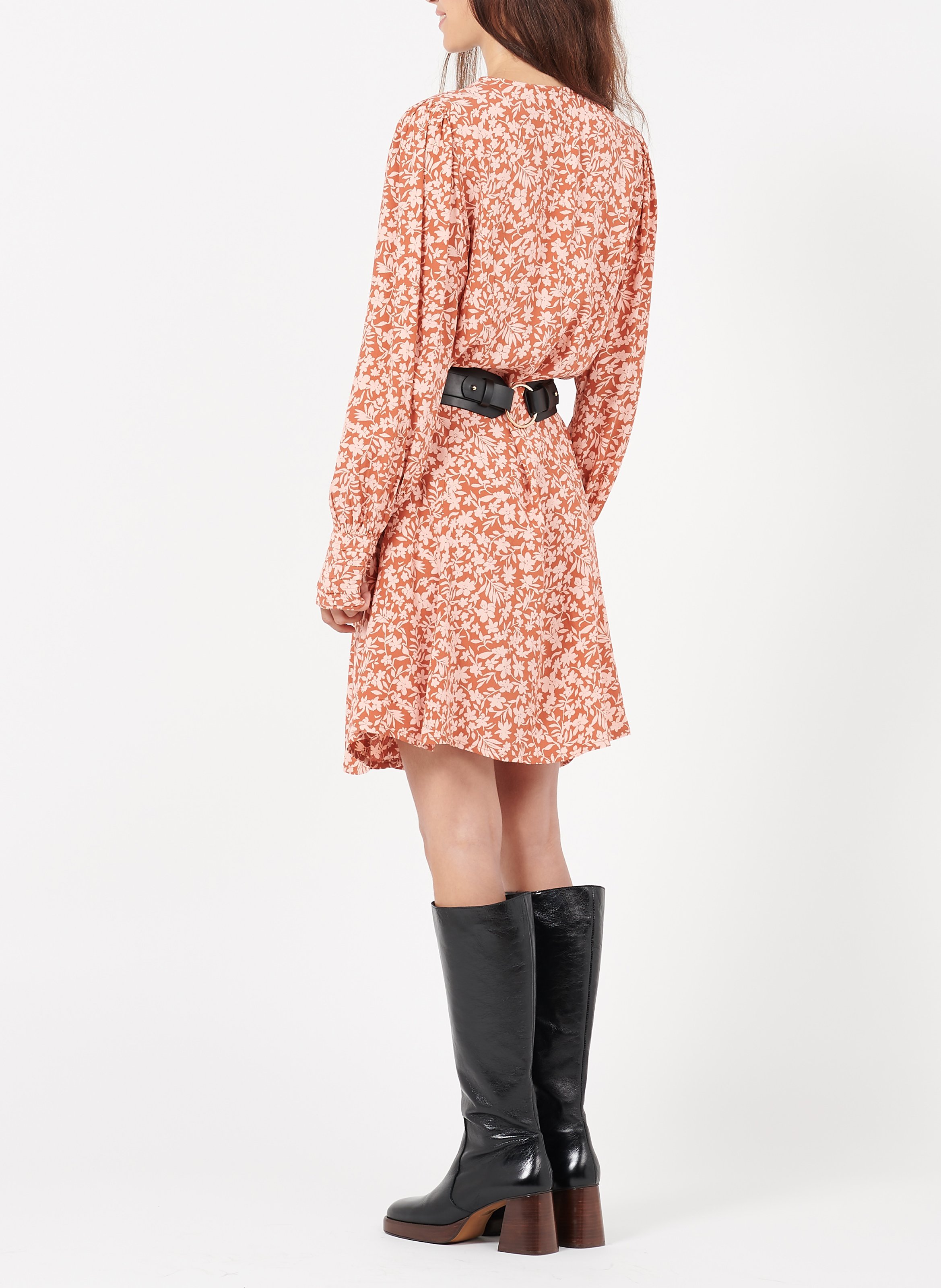 Bottes talons hauts bout carré en cuir betina JONAK Noir