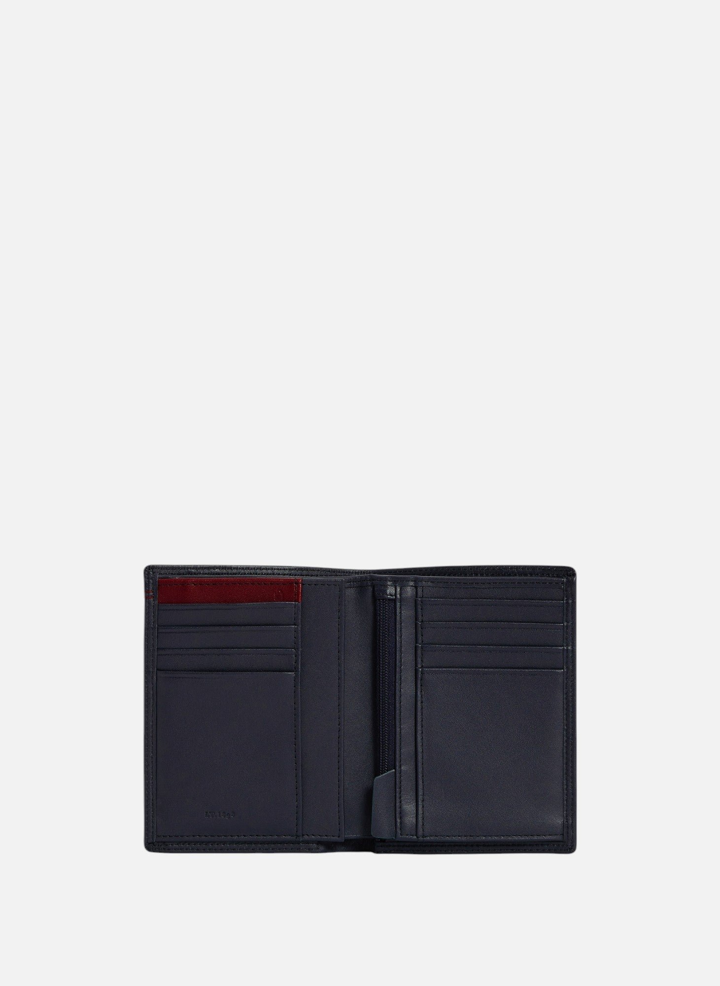 Portefeuille vertical moyen modèle zippé 2 volets martin en cuir lisse LE TANNEUR Bleu