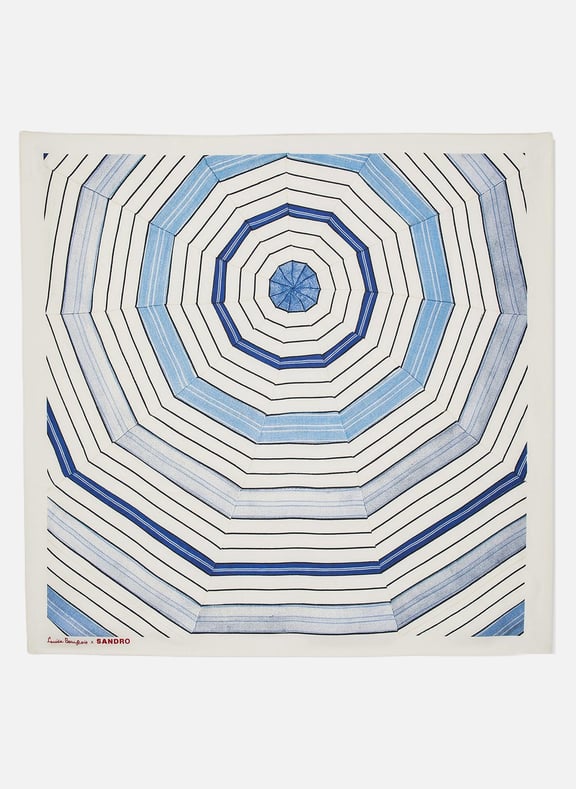 Foulard en soie imprimée Bleu by SANDRO SANDRO Foulard en soie imprimée Bleu